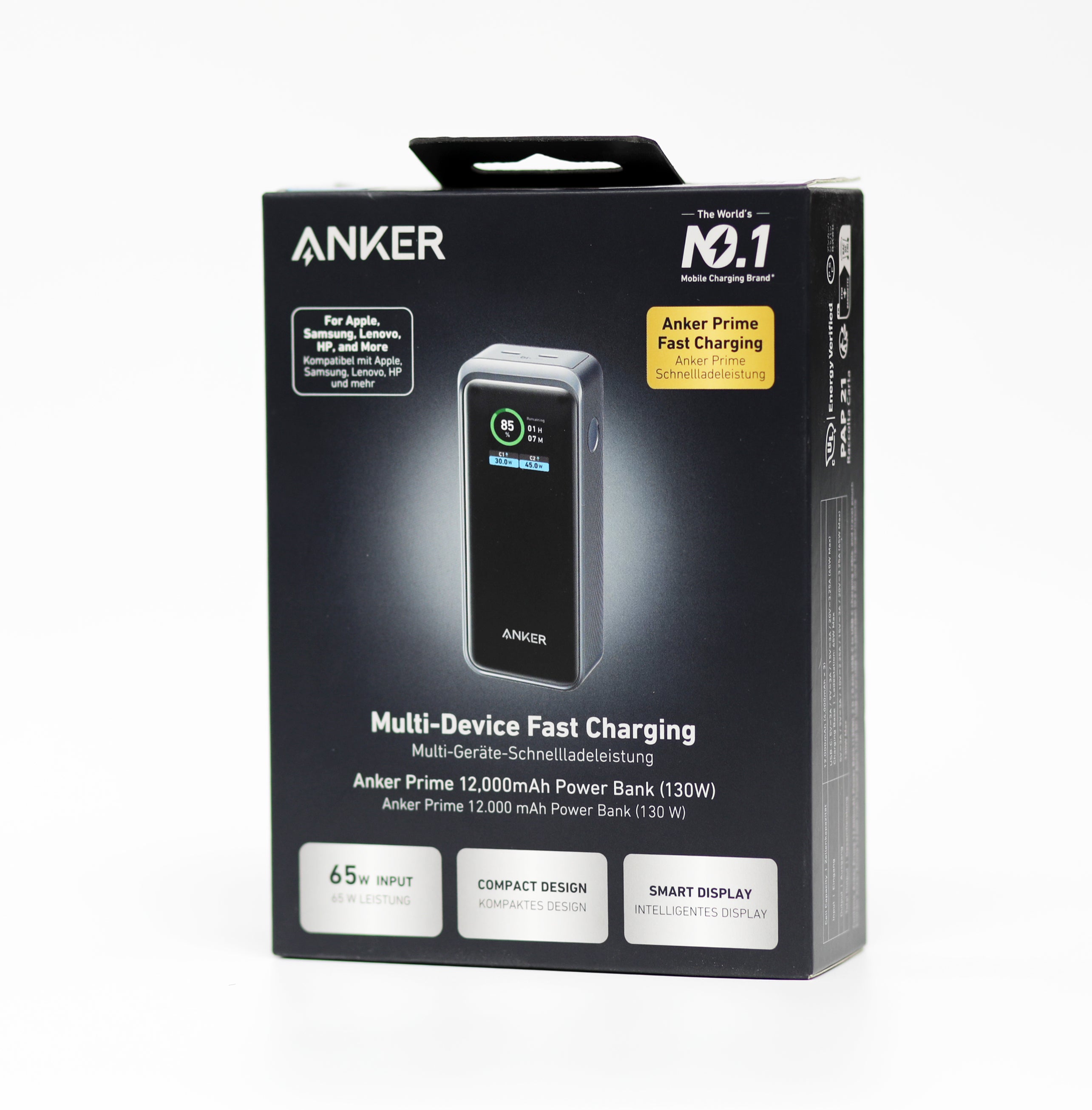 باور بنك Anker Prime بسعة 12,000mAh مع شحن فائق السرعة 130 واط