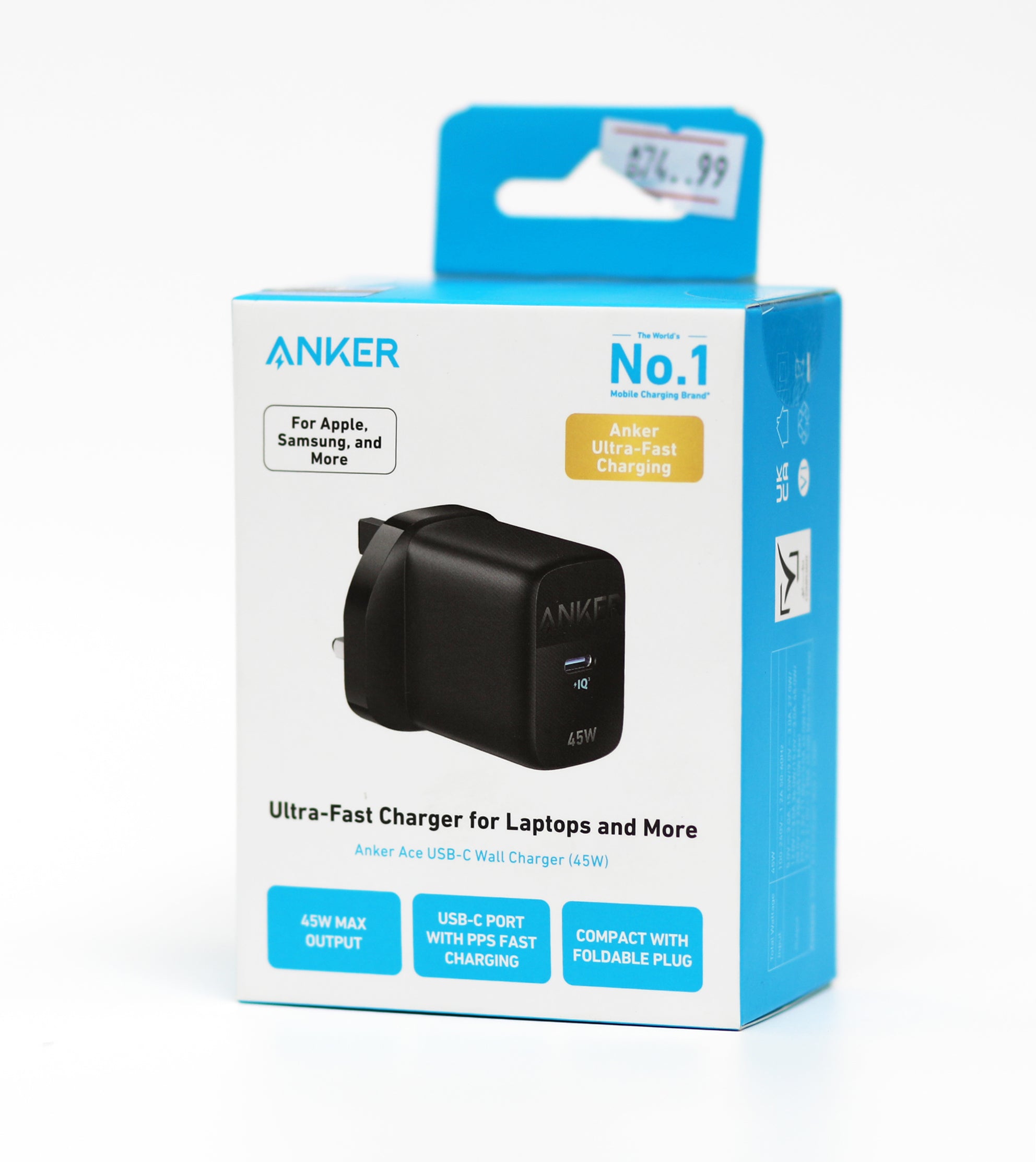 شاحن Anker Ace السريع 45 واط USB-C – شاحن جداري فائق السرعة