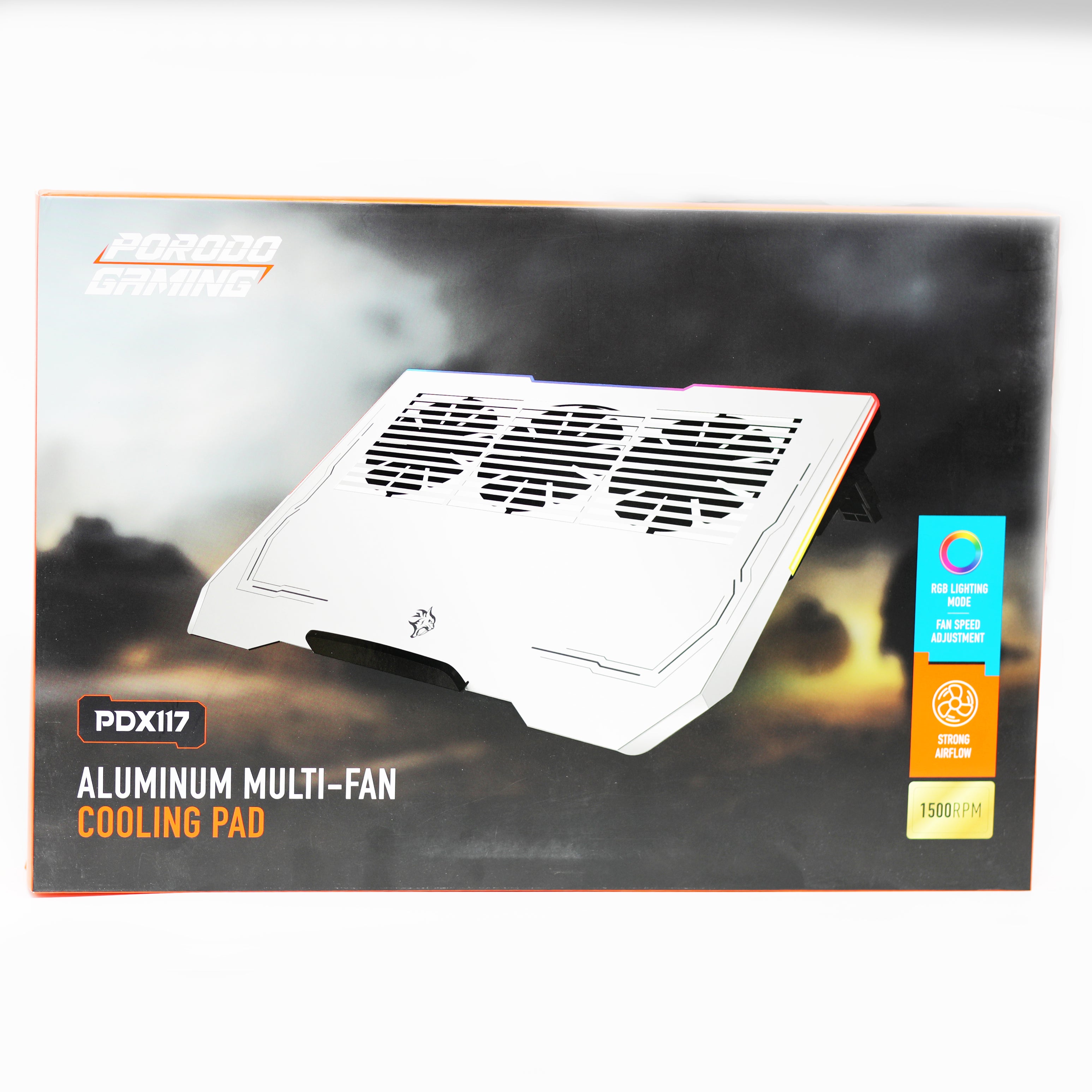 قاعدة تبريد لابتوب Porodo Gaming PDX117 متعددة المراوح مع إضاءة RGB
