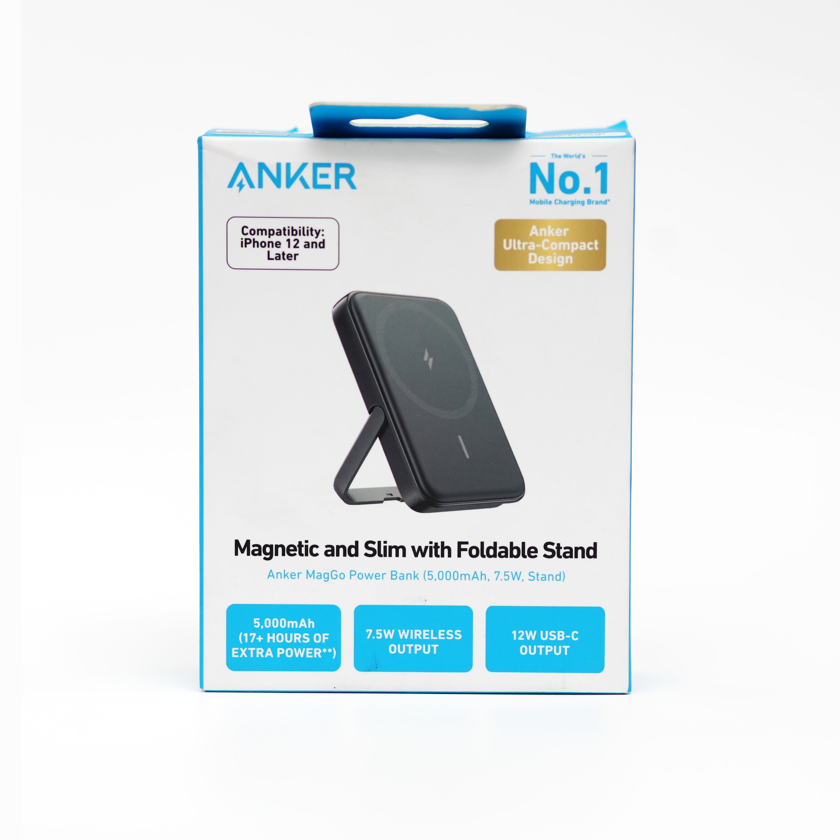 باور بنك Anker MagGo المغناطيسي بسعة 5000mAh مع حامل قابل للطي