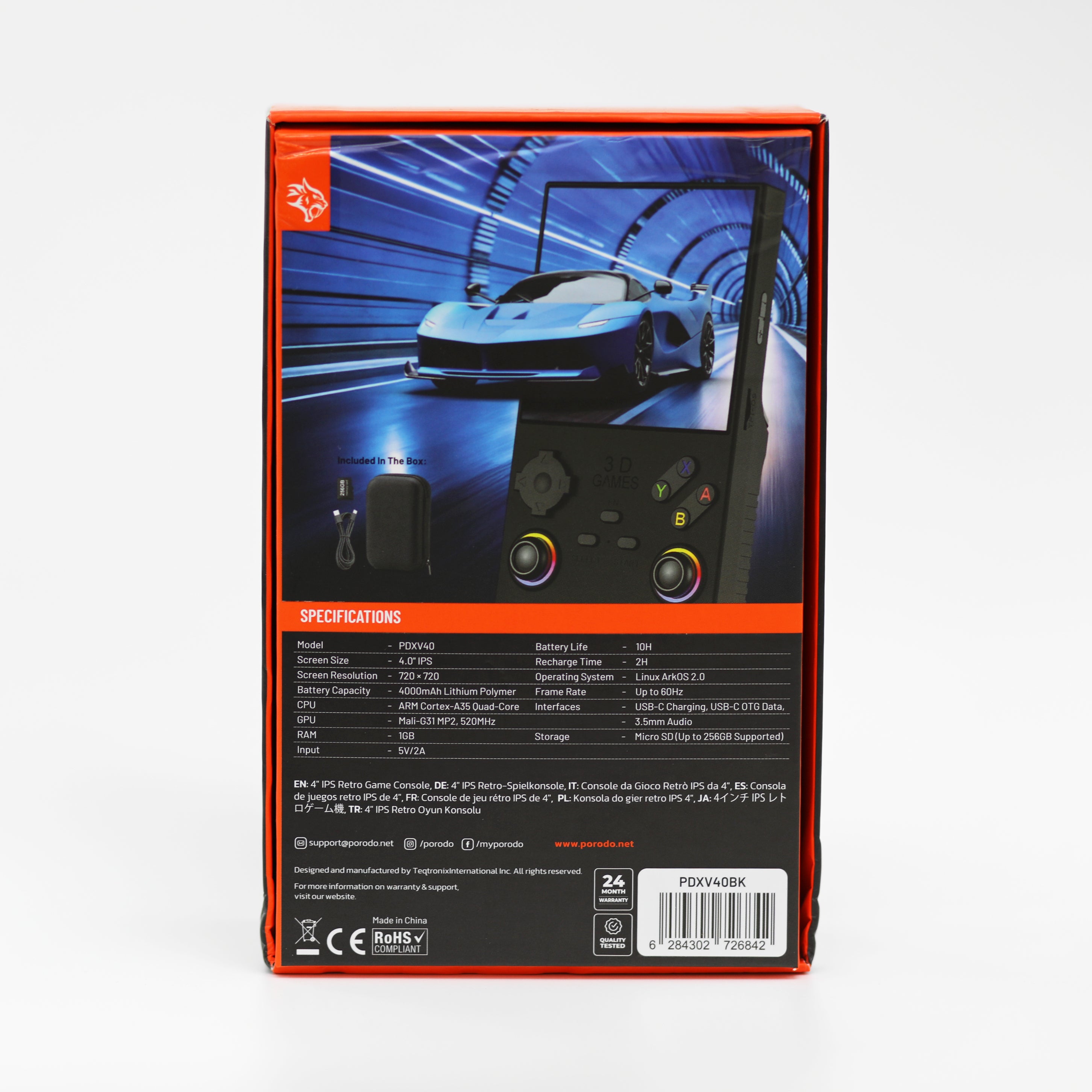 جهاز ألعاب محمول Porodo Gaming Retro بشاشة IPS مقاس 4 بوصة