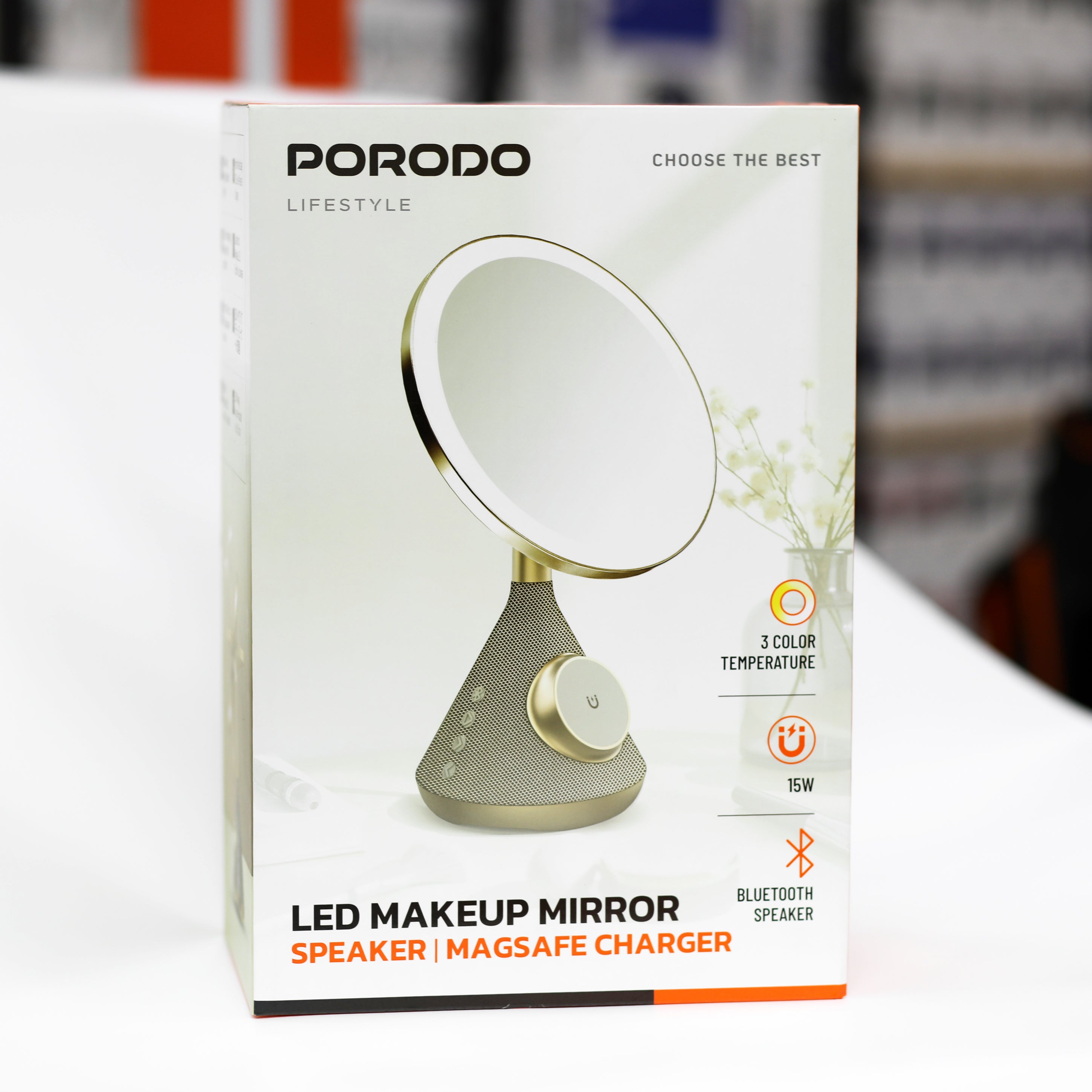 مصباح حلقي LED مع شاحن لاسلكي وسماعة بلوتوث Porodo Lifestyle LED Ring Lamp