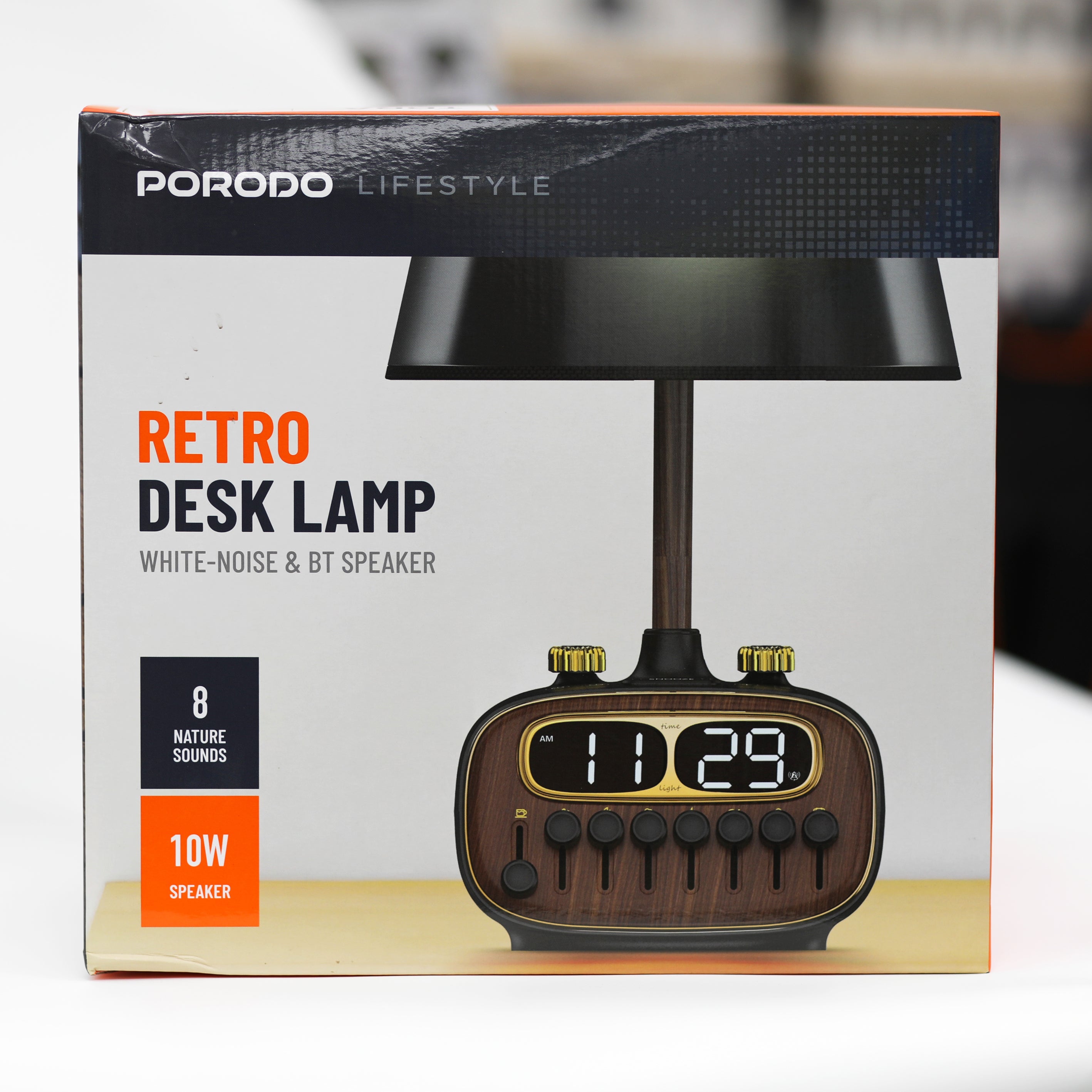 مصباح مكتب بتصميم ريترو مع سماعة بلوتوث وأصوات طبيعية Porodo Lifestyle Retro Desk Lamp