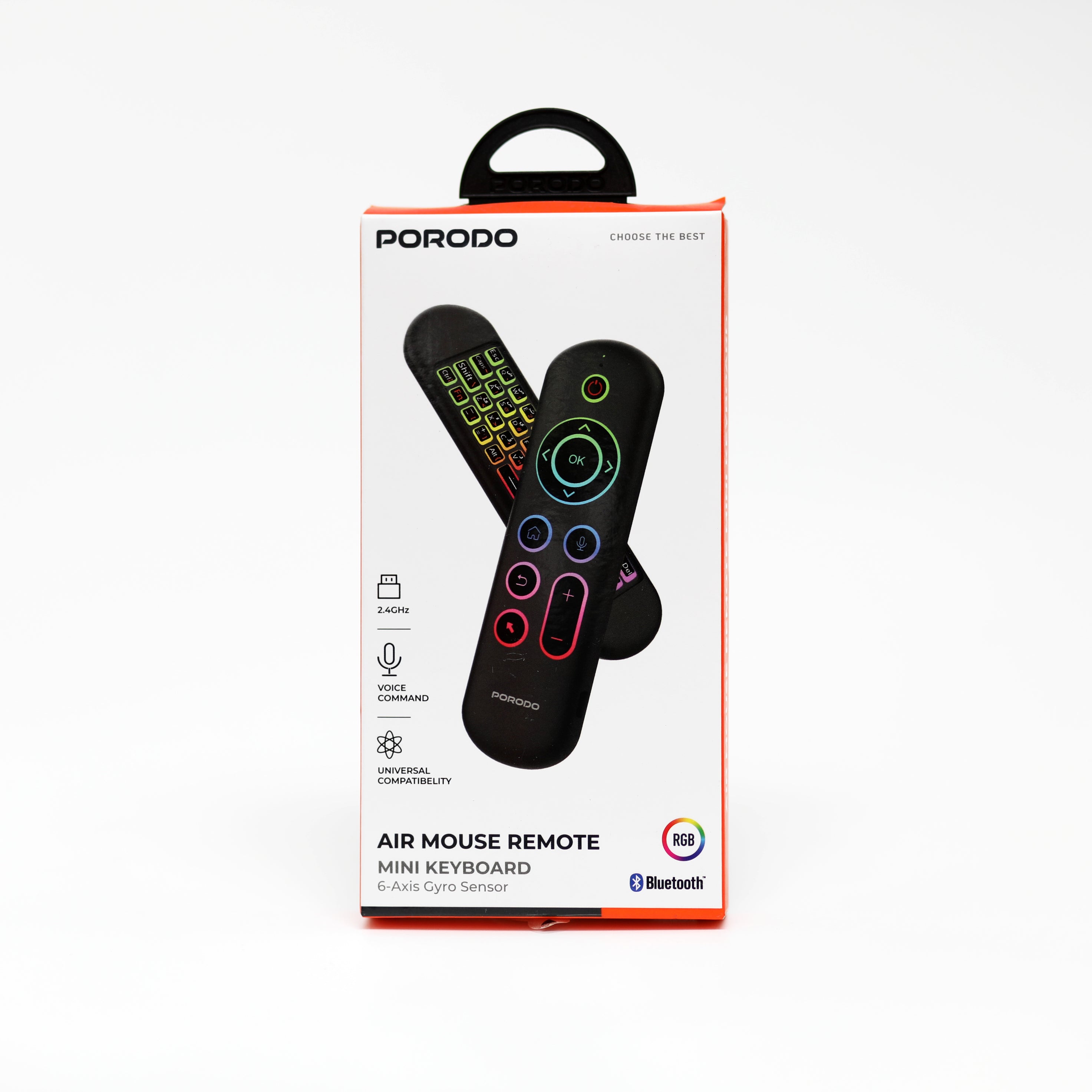 ريموت كنترول Porodo Air Mouse مع لوحة مفاتيح مصغرة وإضاءة RGB