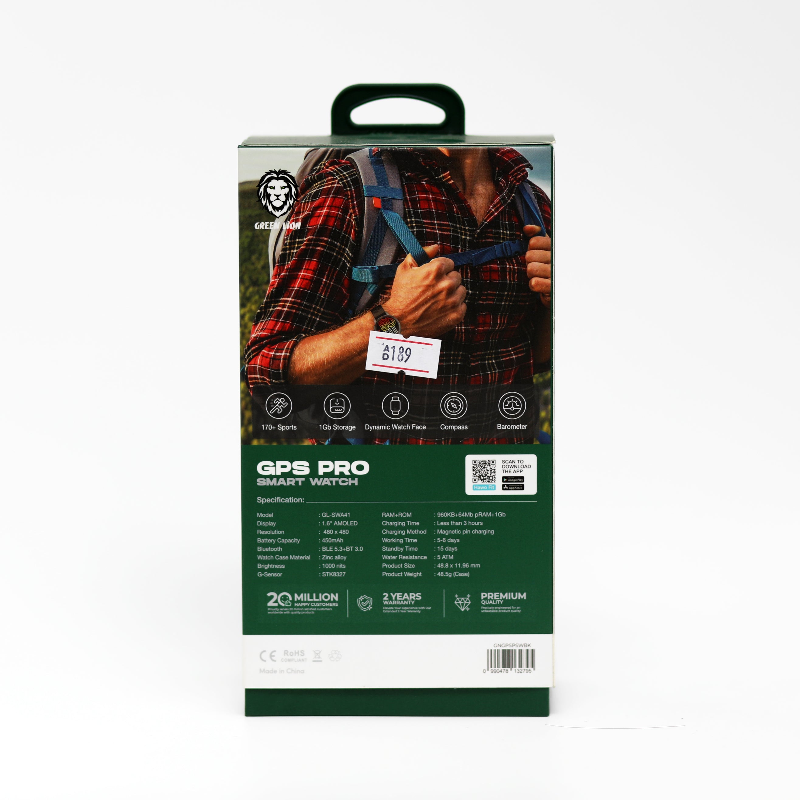 ساعة Green Lion GPS Pro الذكية بشاشة AMOLED مع دعم GPS وتتبع 170+ وضع رياضي