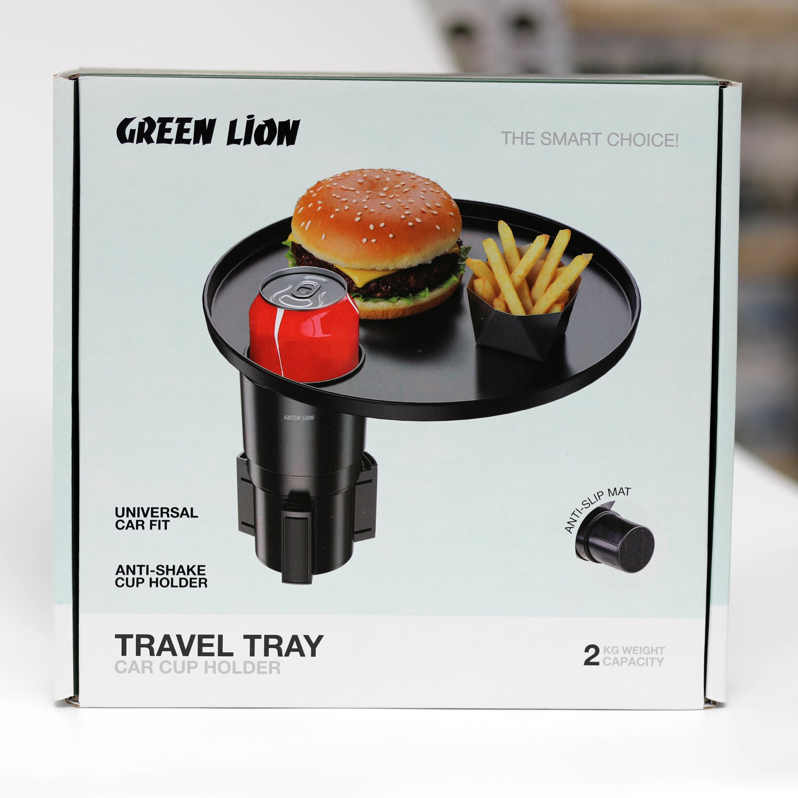 صينية طعام للسيارة مع حامل أكواب Green Lion Travel Tray
