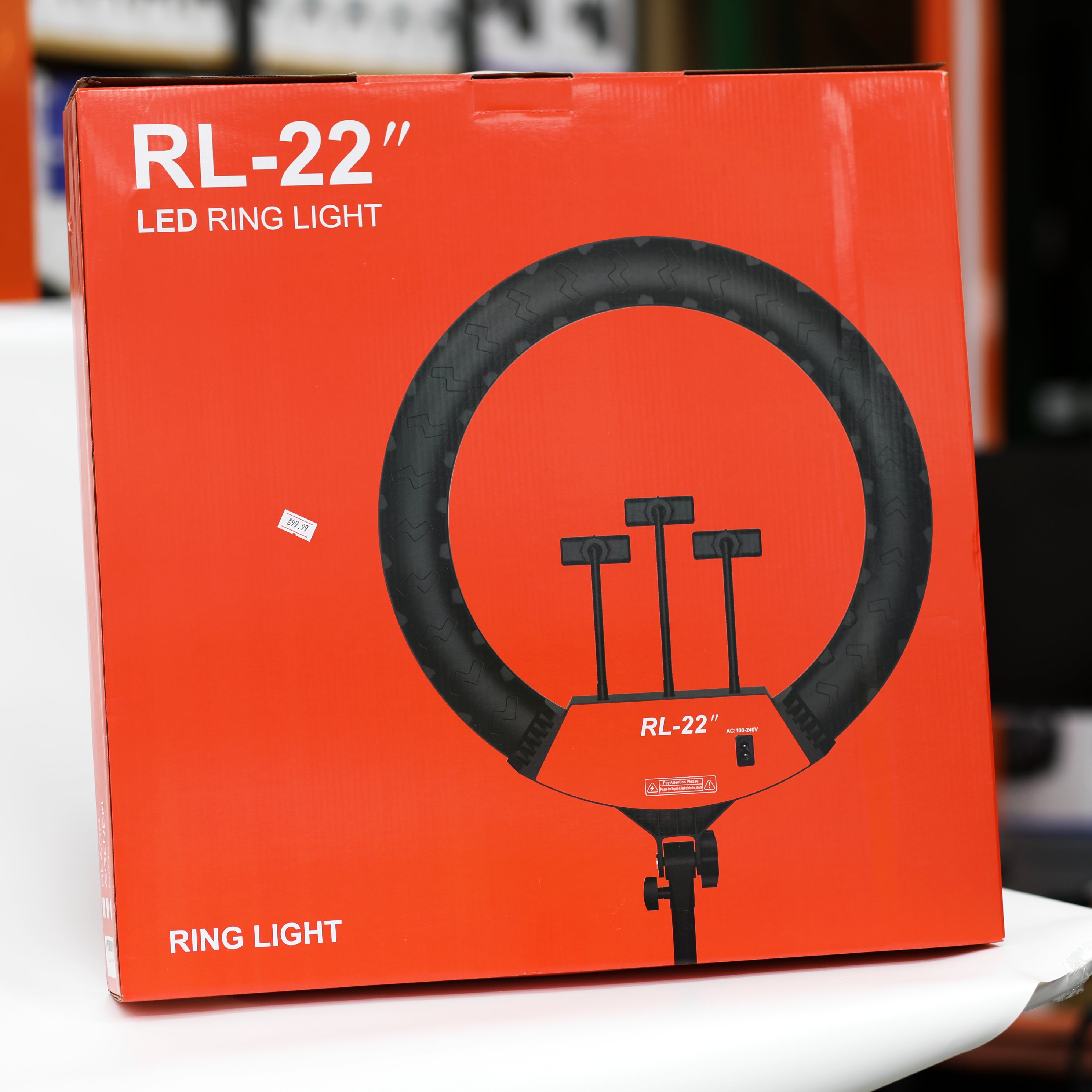 إضاءة رينج لايت احترافية RL-22 مقاس 22 بوصة مع حوامل جوال للتصوير والبث المباشر