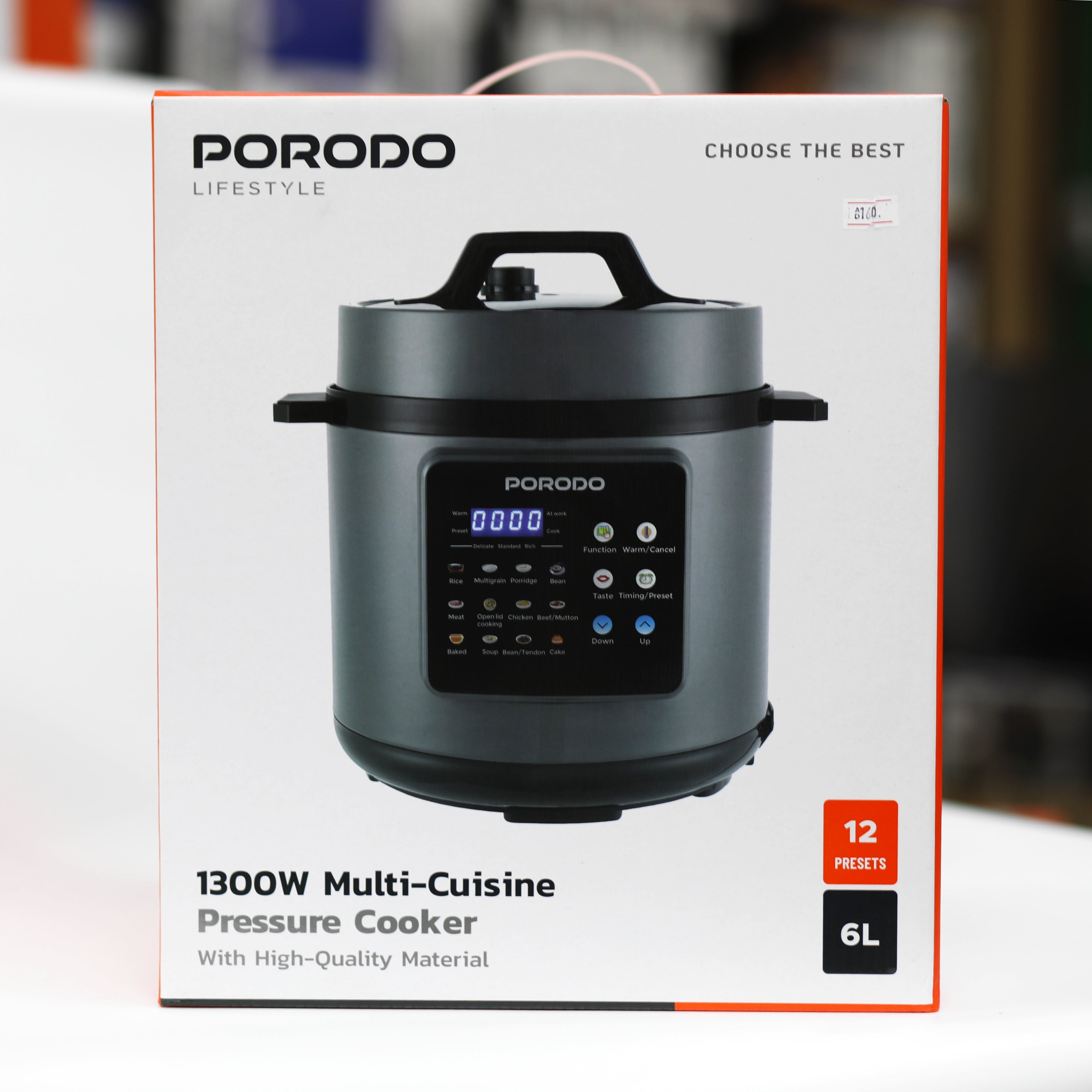 قدر ضغط كهربائي Porodo متعدد الوظائف بسعة 6 لتر – قدرة 1300 واط