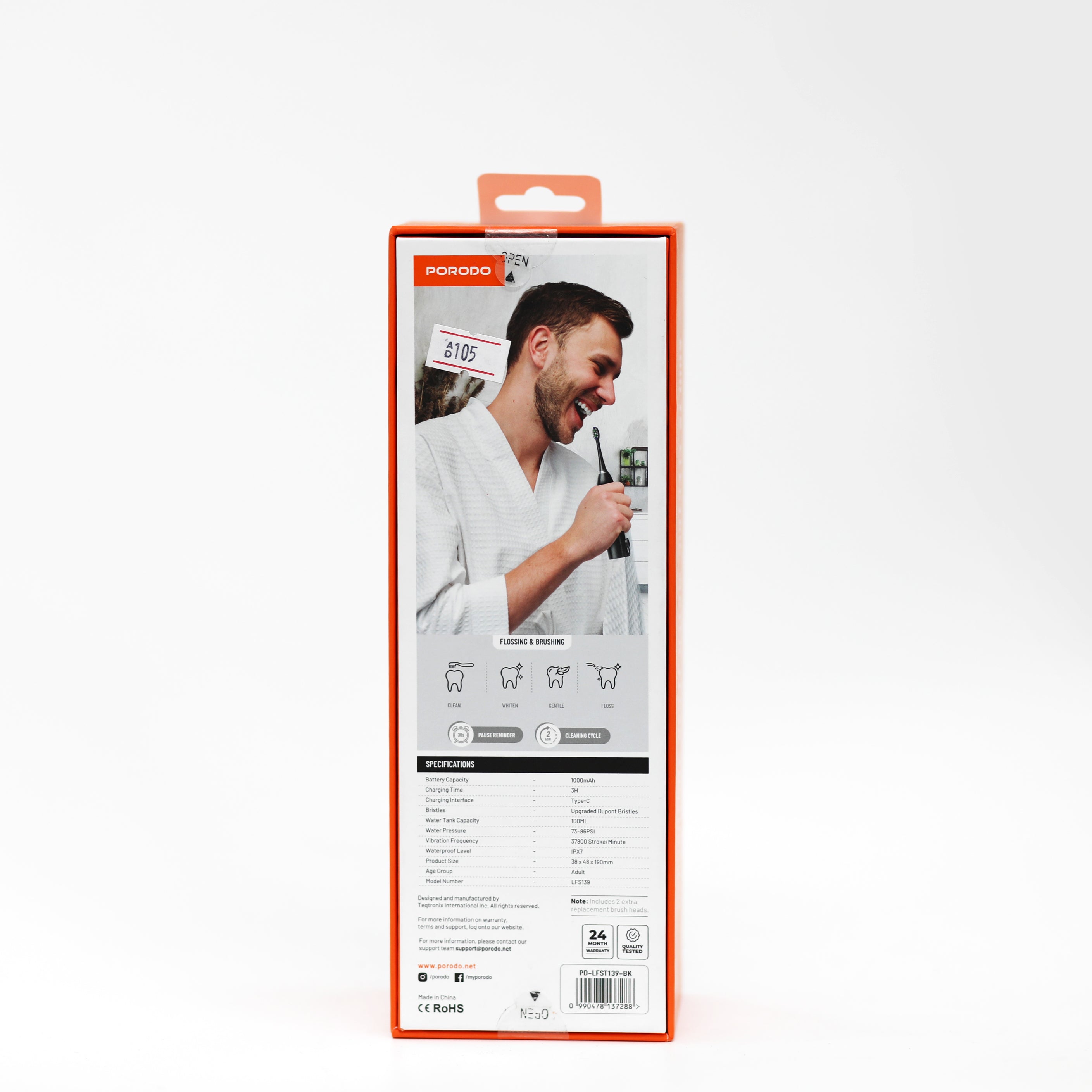 فرشاة أسنان كهربائية Sonic مع خيط مائي Porodo Water Floss 2 في 1