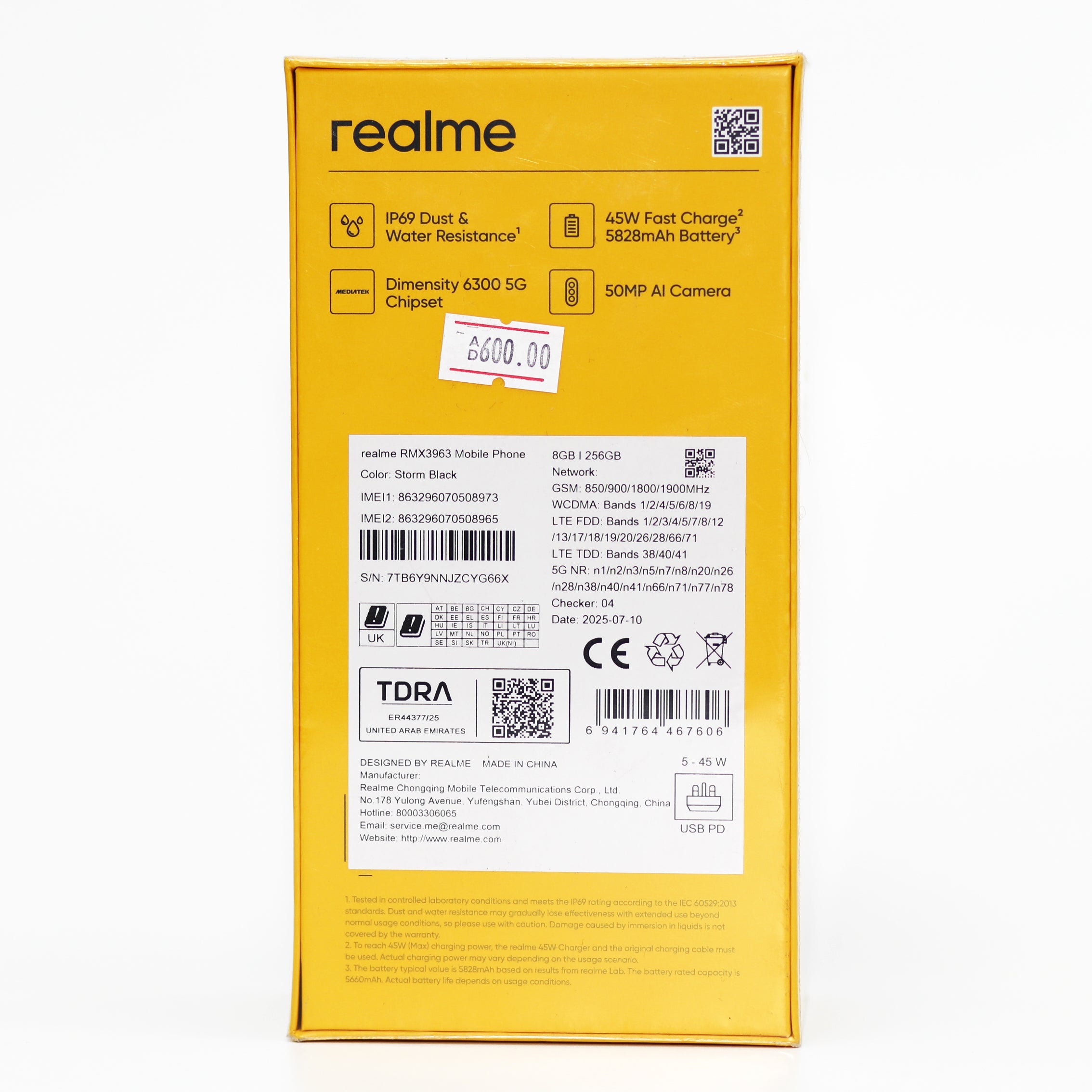 Realme C75X 5G Smartphone – 256GB Storage, 24GB Dynamic RAM, 6000mAh Battery