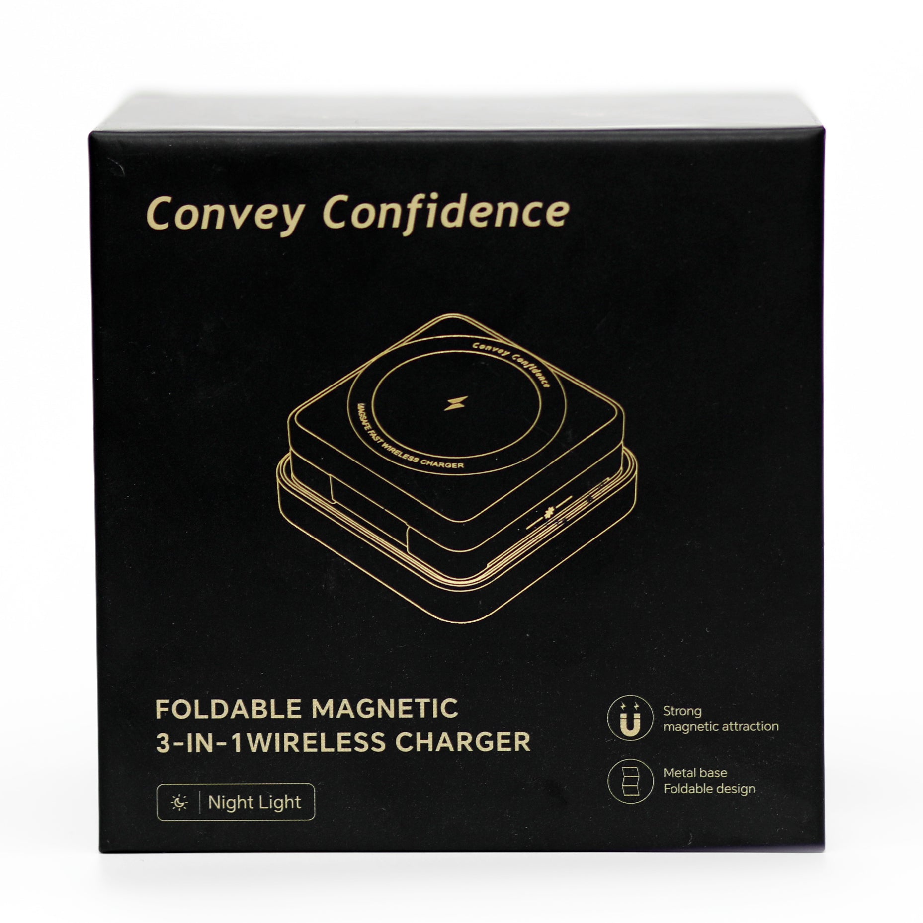 Foldable Magnetic 3-in-1 Wireless Charger with Night Light