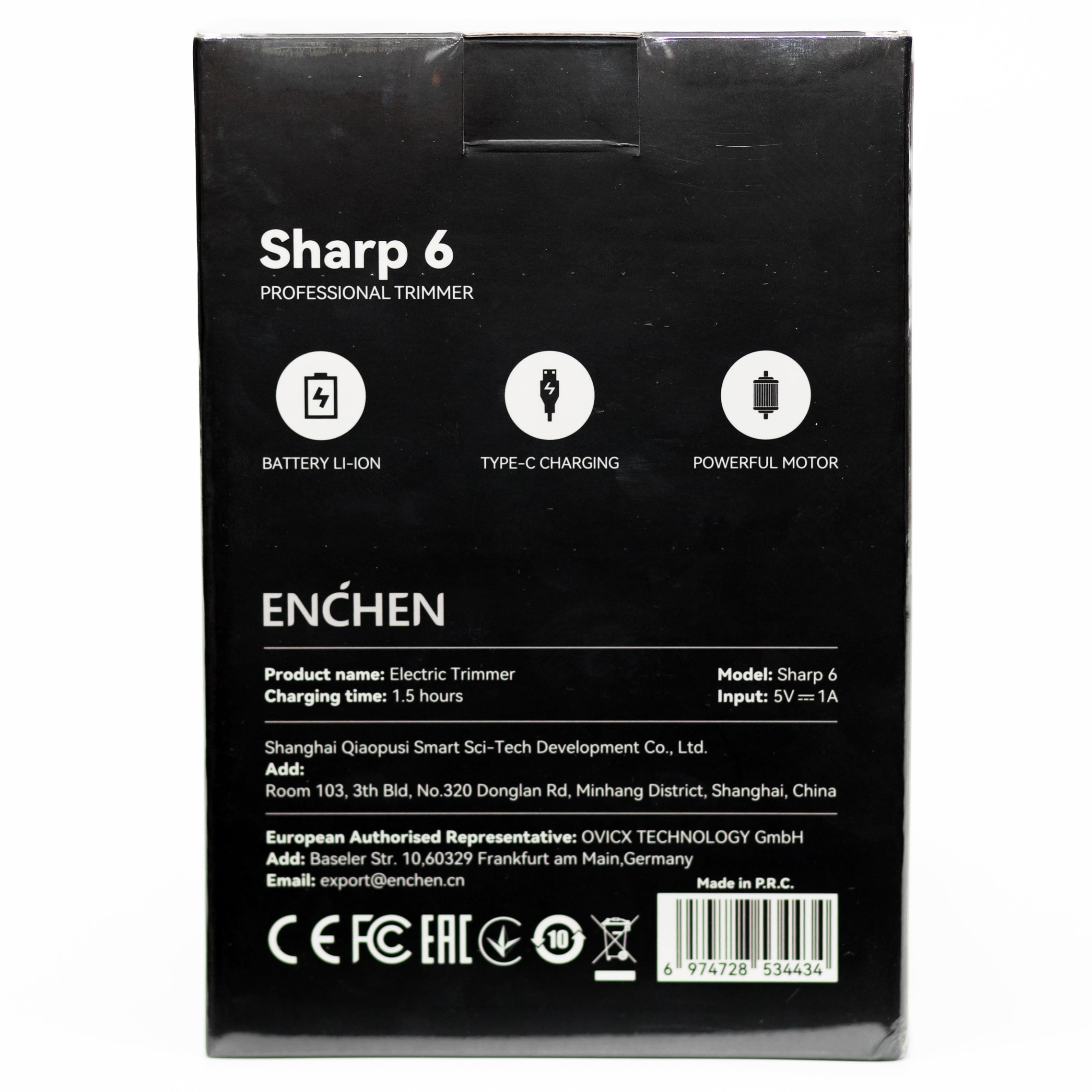 إنشين Enchen Sharp 6 ماكينة حلاقة احترافية – شحن USB-C، لاسلكي، شفرات دقيقة
