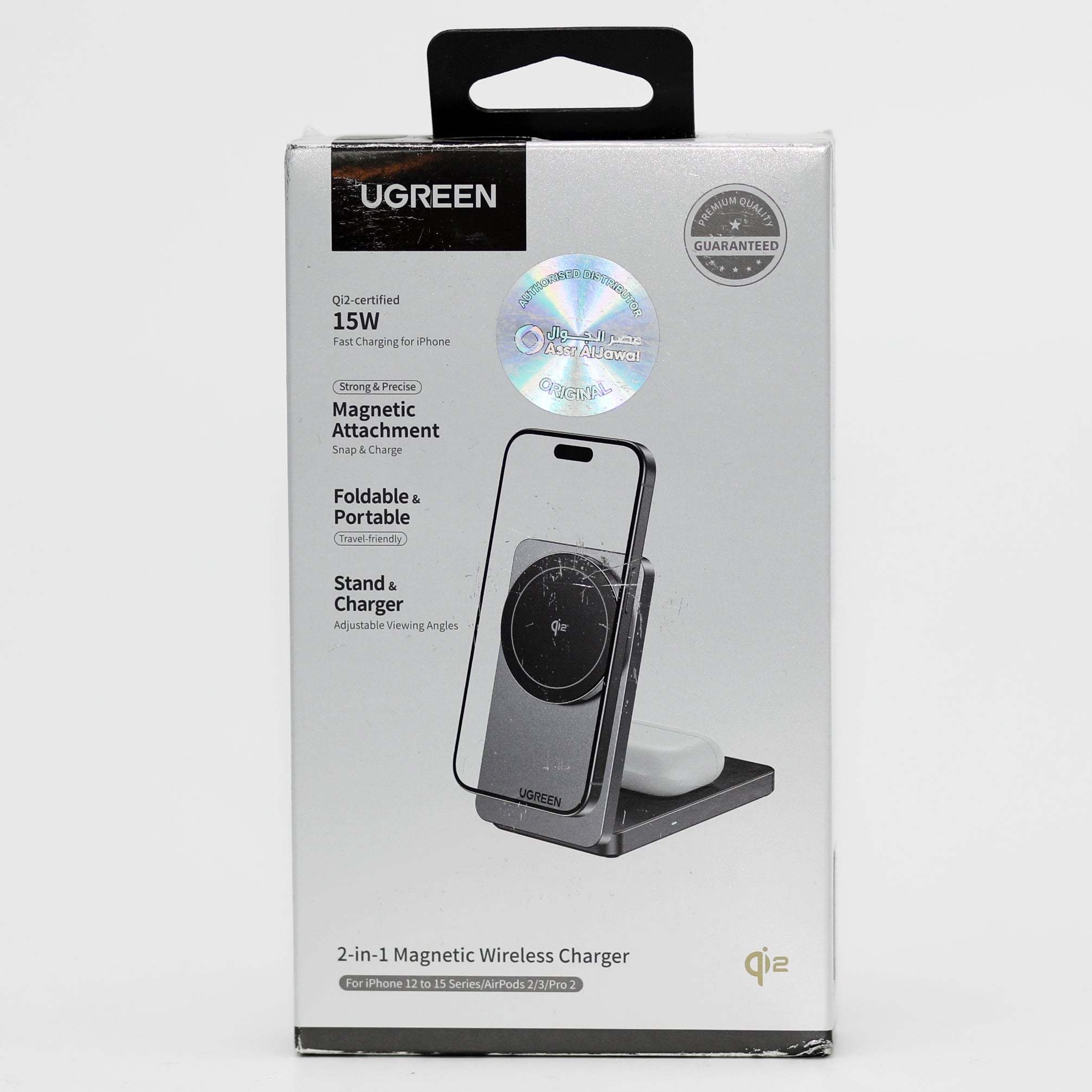 UGREEN 2-in-1 Magnetic Wireless Charger Stand 15W Fast Charging Foldable for iPhone & AirPods