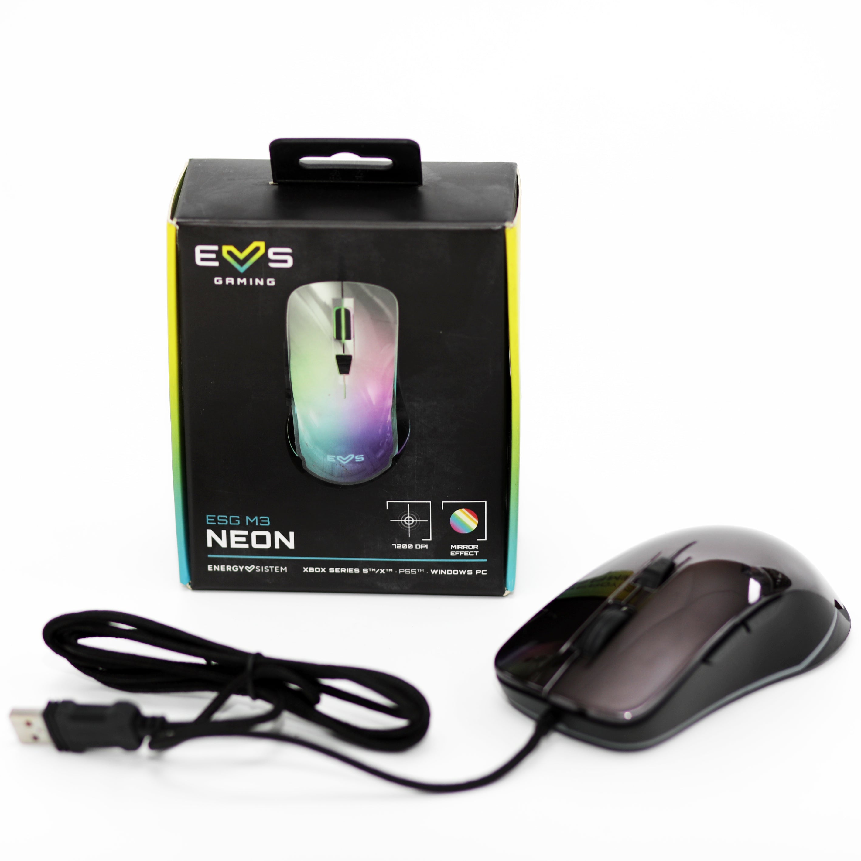 EVS Gaming Mouse ESG M3 Neon RGB 7200 DPI Wired Mouse for PC & Console