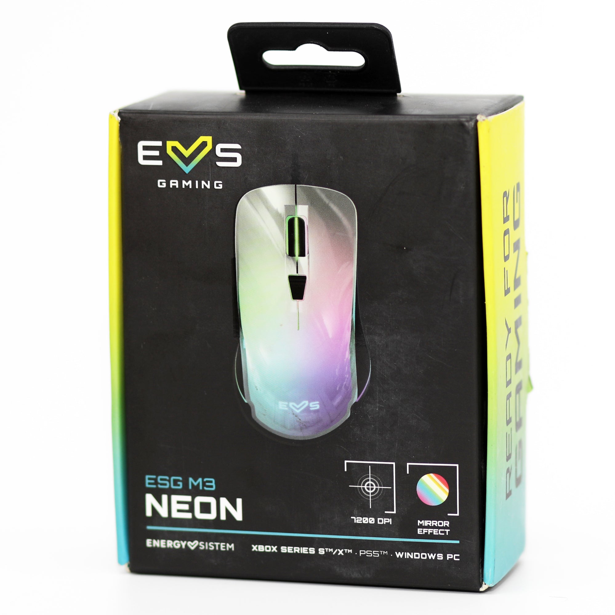 EVS ESG M3 Neon ماوس ألعاب RGB – دقة 7200 DPI، سلكي، متوافق مع PC وكونسول