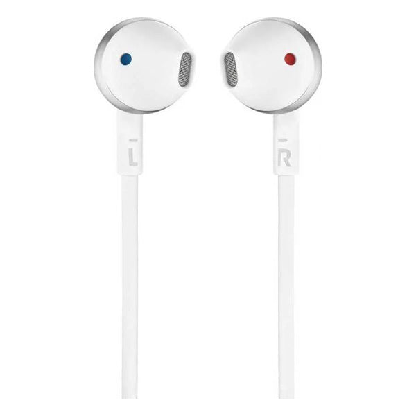 JBL Tune 205 Pure Bass Wired Earphones with Flat Cable and Built-in Microphone – Black / White