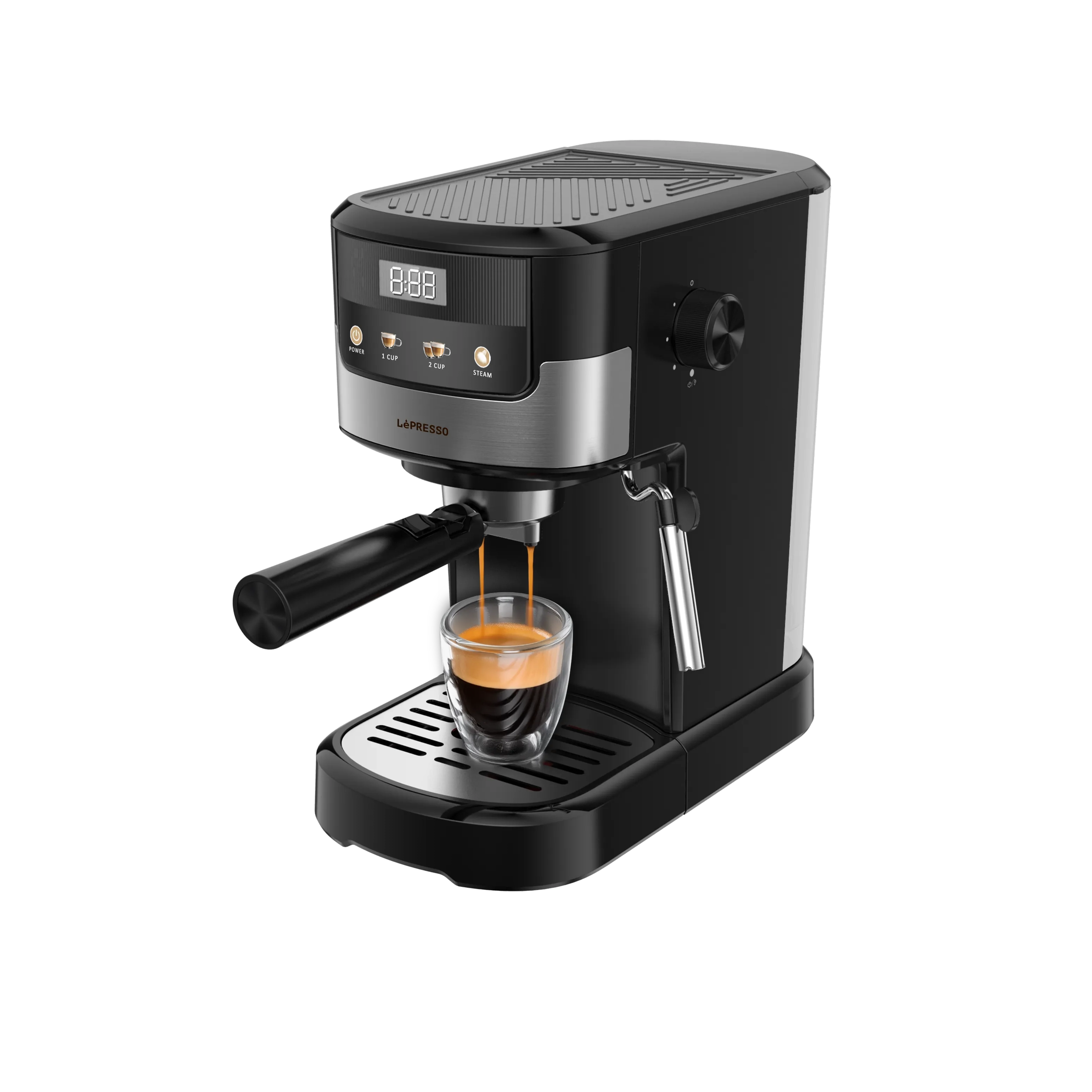 Suprema Espresso Machine with Milk Steamer – 20 Bar Coffee Maker with Touch Display - LéPresso