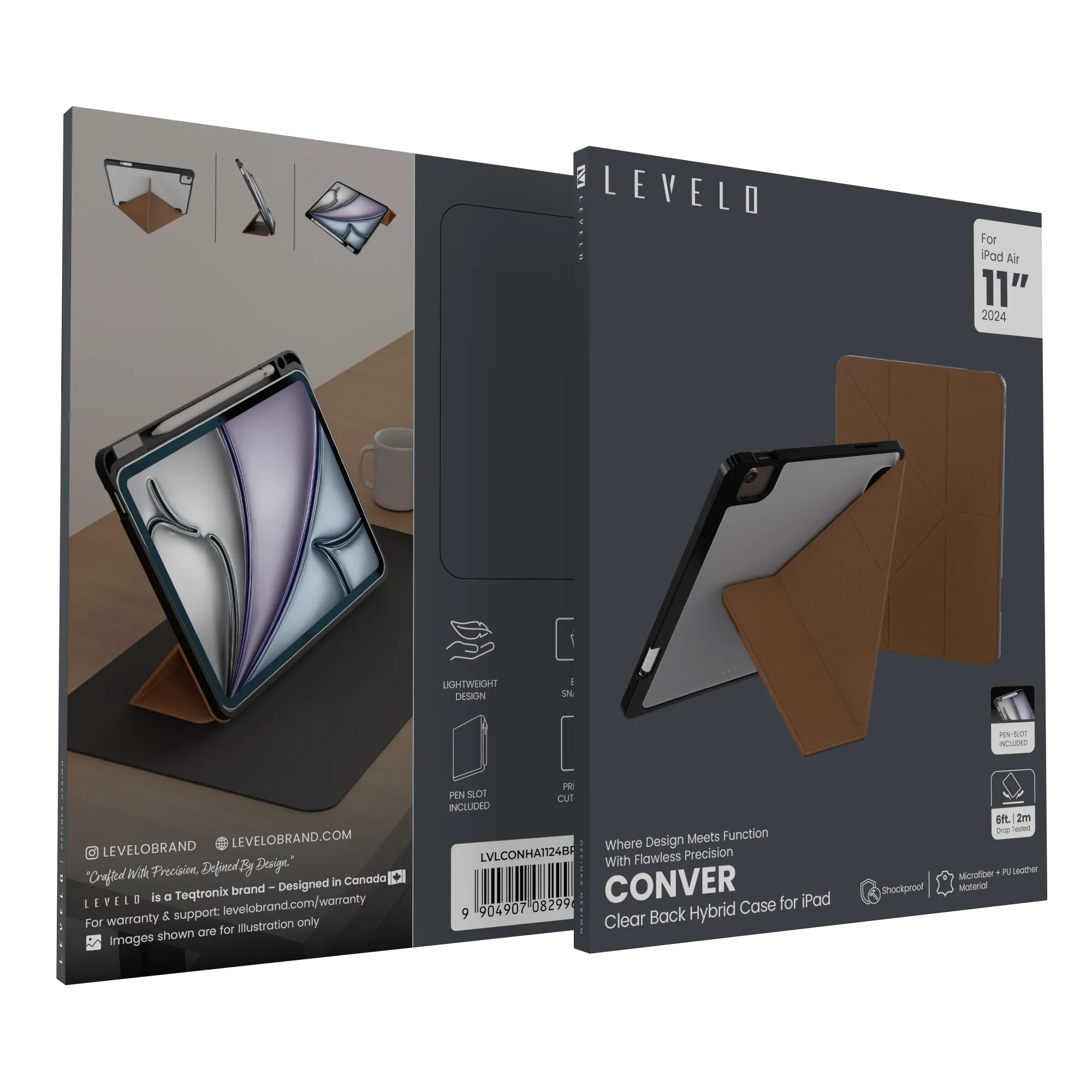 Levelo Conver Clear Back Hybrid Case for iPad Air 11" (2024)