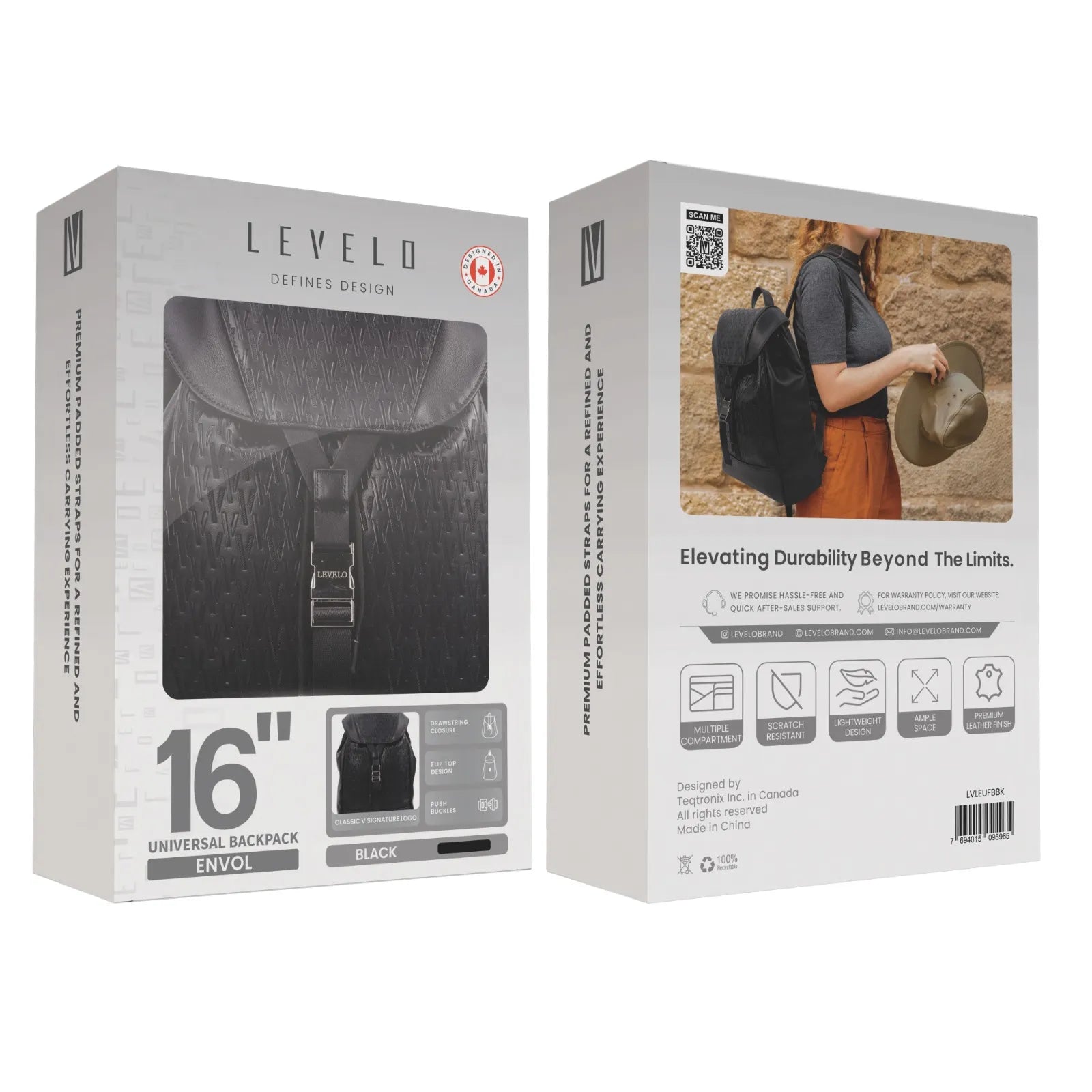 Levelo Envol Universal Fashion Backpack - Black