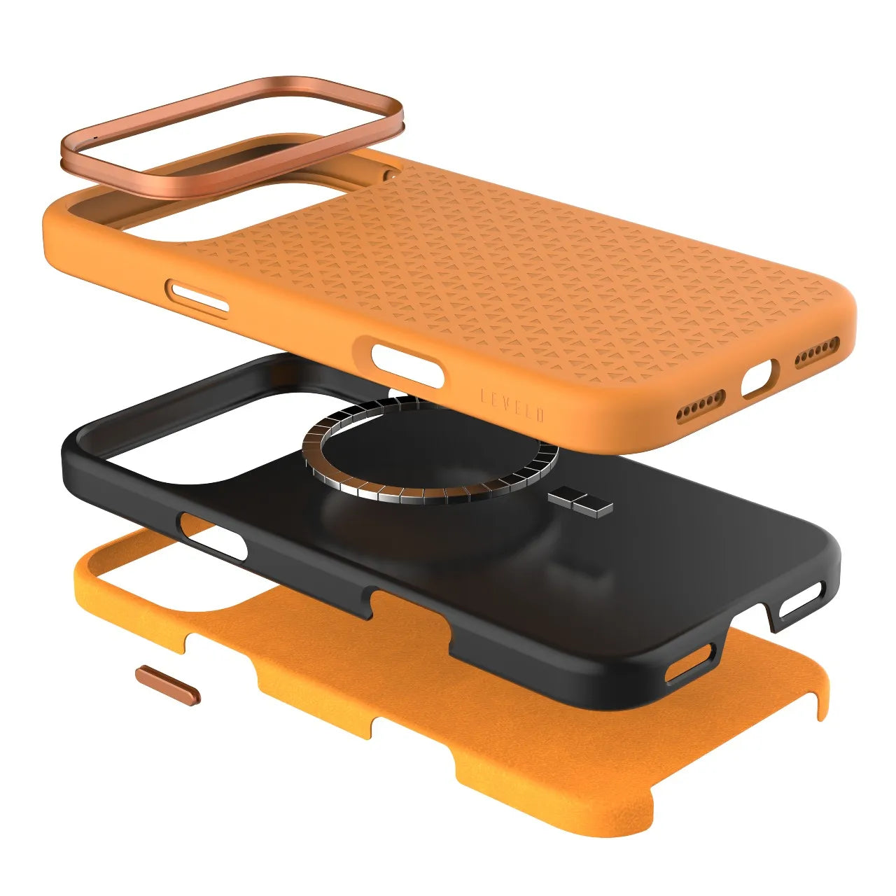Levelo Fiora MagSafe Liquid Silicone Case With Pattern For iPhone 17 Pro Max - Orange