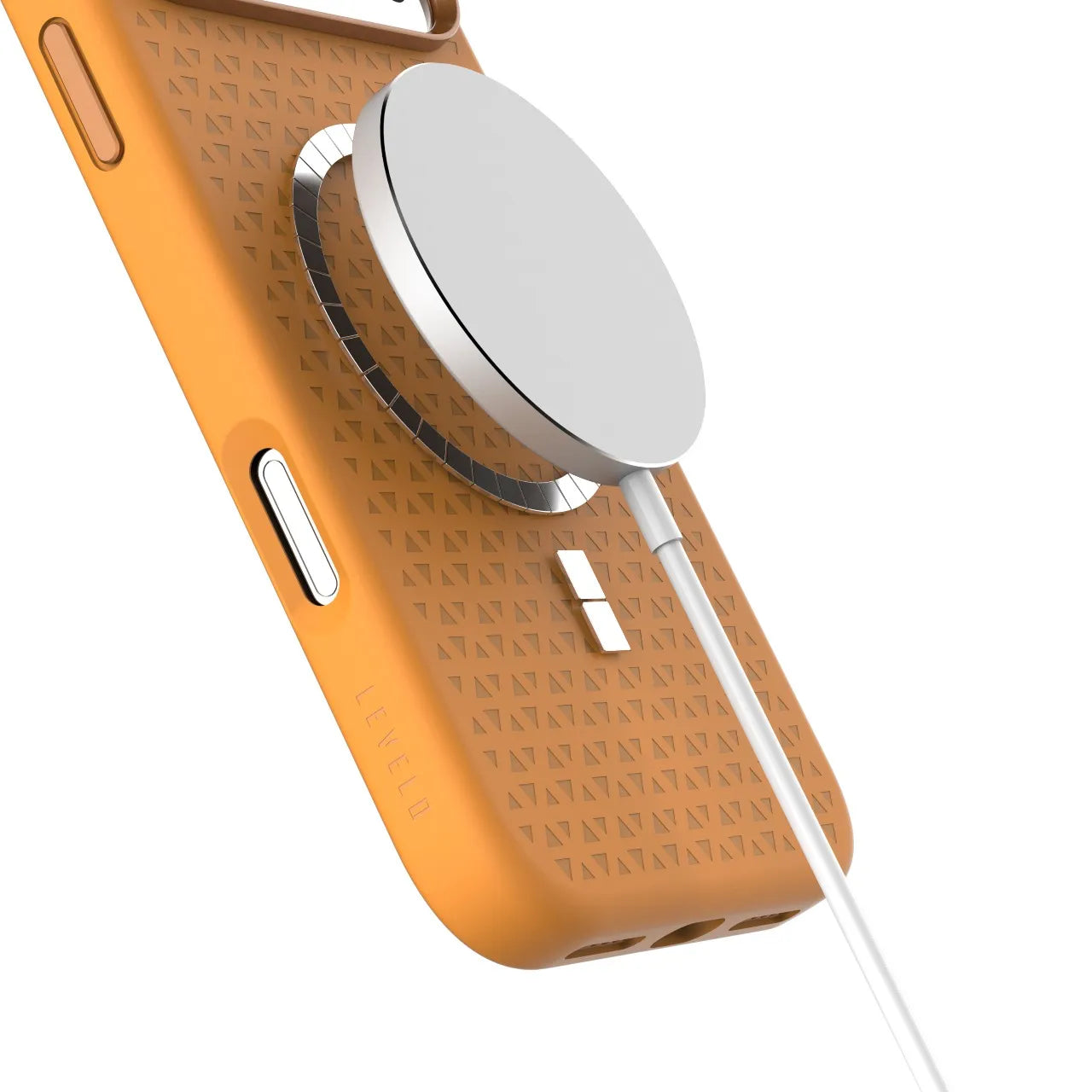 Levelo Fiora MagSafe Liquid Silicone Case With Pattern For iPhone 17 Pro - Orange