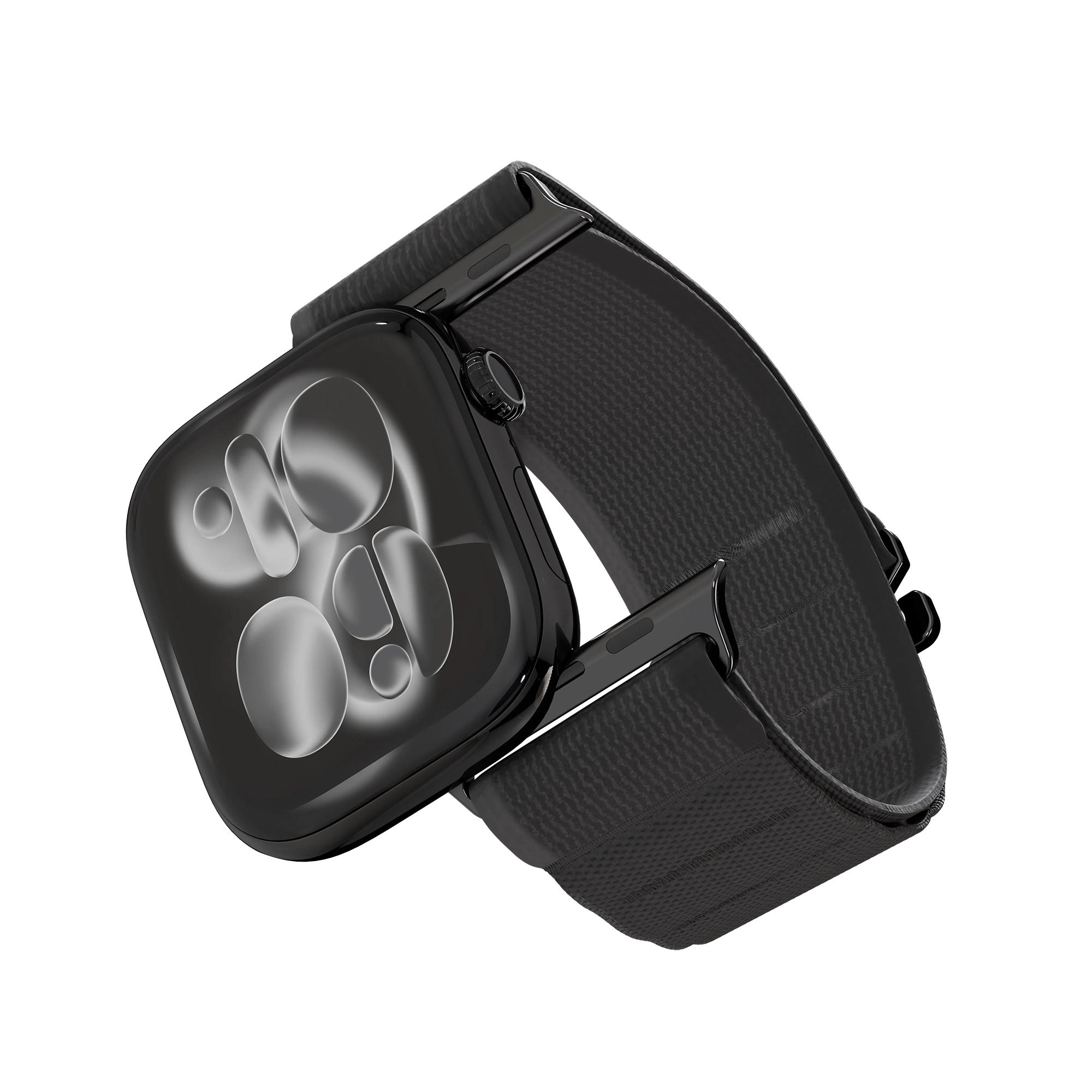 Levelo Malo Nylon Watch Strap for Apple Watch 49mm – Ultra-Light, Breathable & Durable Design (Black)