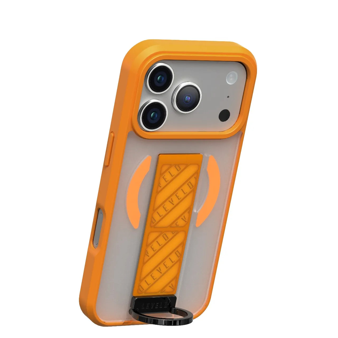 Levelo Morphix Clara Grip Case for iPhone 17 Pro Max – Shock Resistant, Magnetic Grip & Stand (Sunrise Orange)