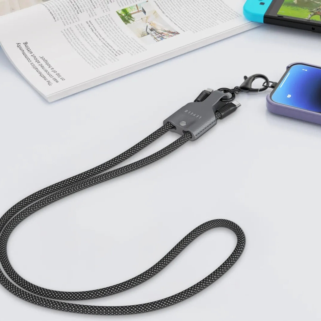 كابل Type-C إلى Lightning بقدرة 30W مع حزام تعليق Tugo – تصميم محمول – رمادي من Levelo (ليفيلو)