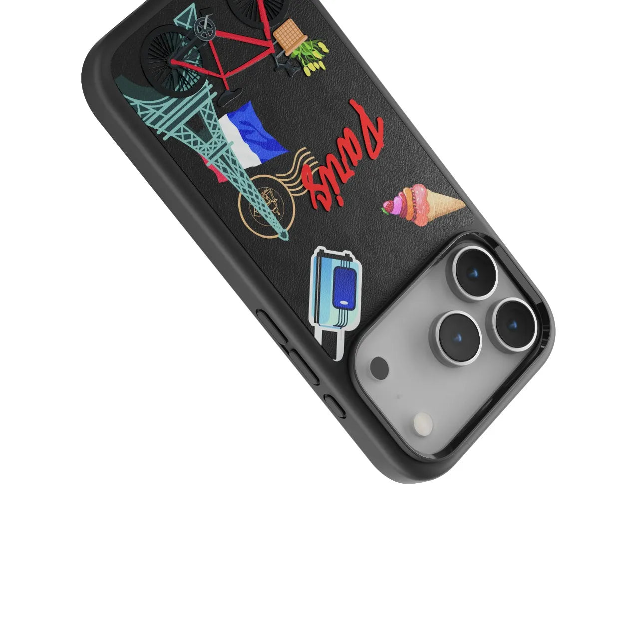 كفر iPhone 17 Pro Max جلد PU بتصميم Paris من Vallo – حماية أنيقة برسومات مميزة من Levelo (ليفيلو)