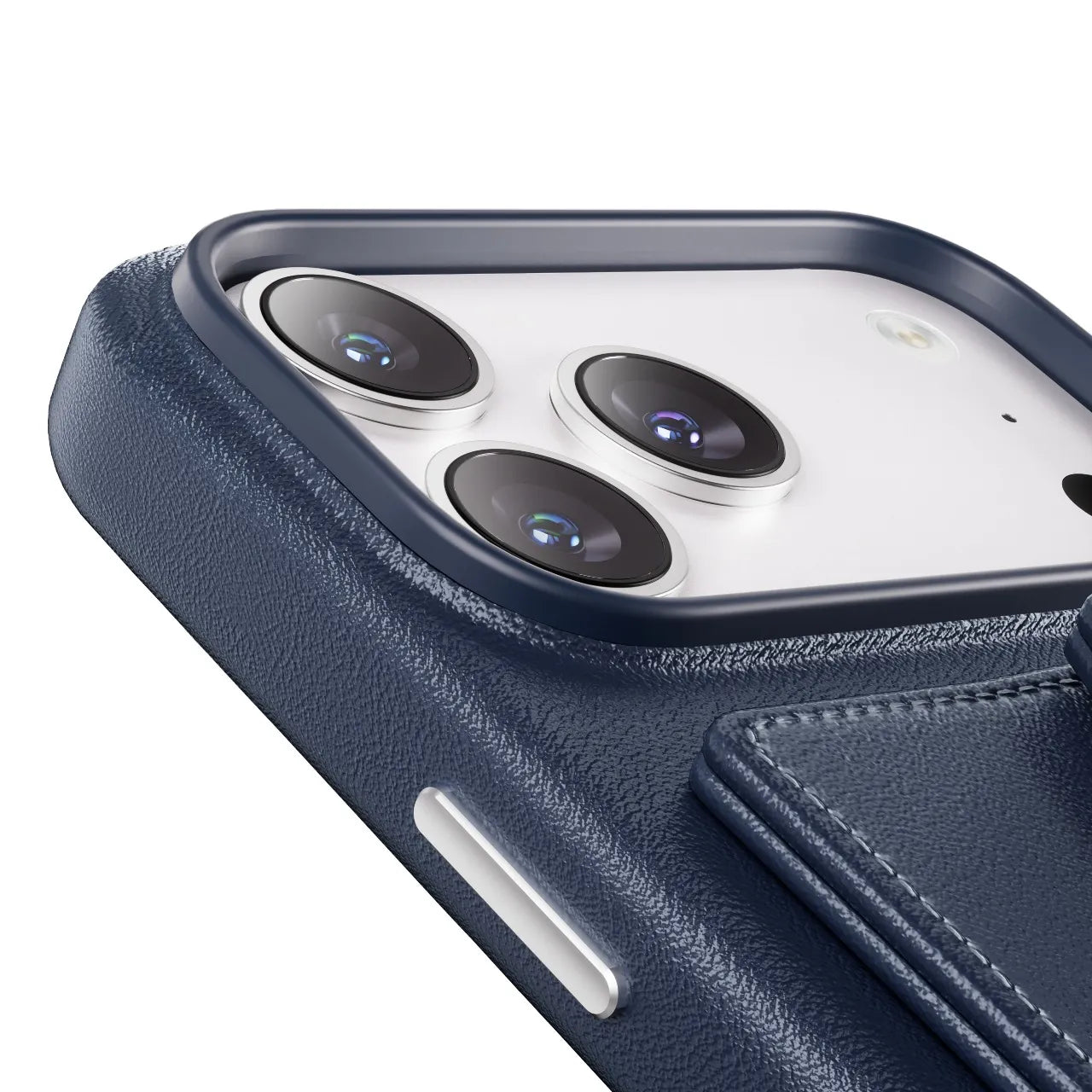 Levelo Vertex PU Leather Wallet Case for iPhone 17 Pro – Dark Blue