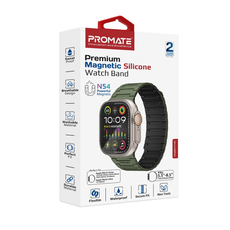 PROMATE MagBand-MS Magnetic Silicone Apple Watch Strap, compatible w/ 42/44mm