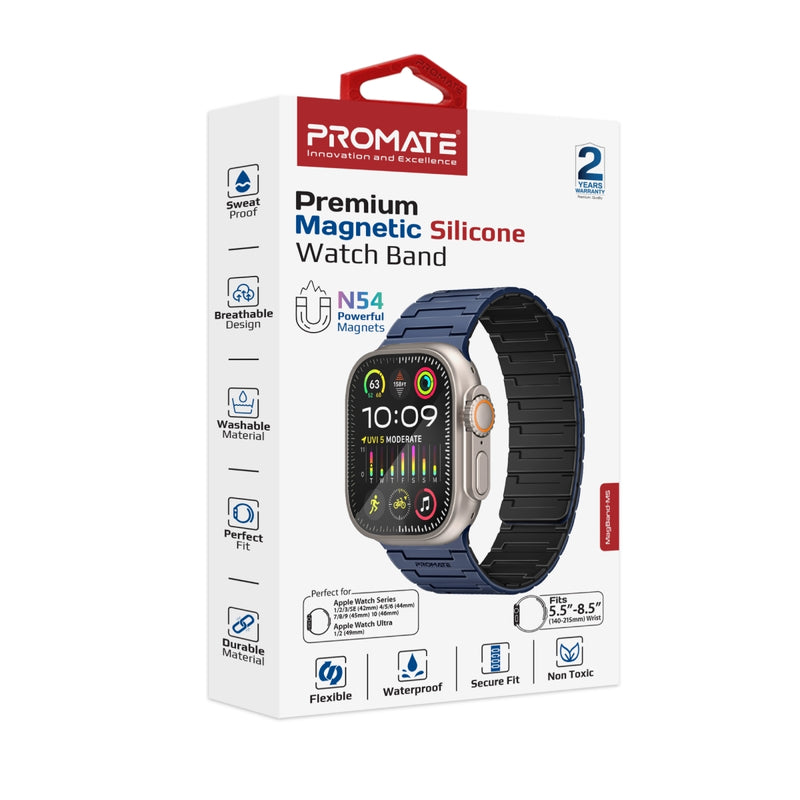 PROMATE MagBand-MS Magnetic Silicone Apple Watch Strap, compatible w/ 42/44mm