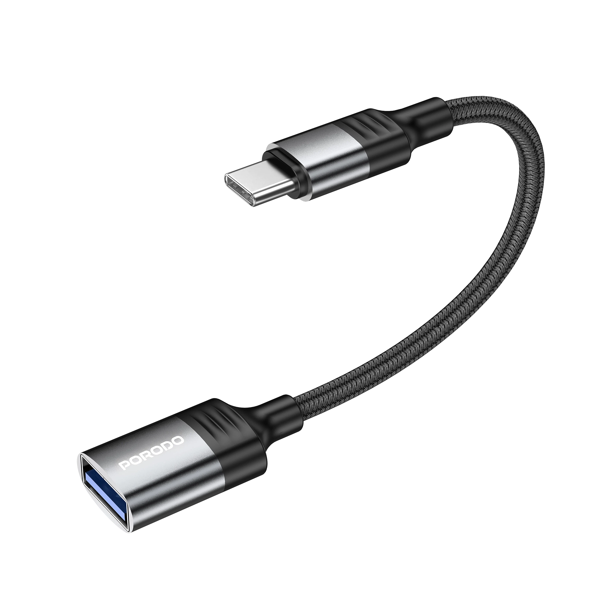 Porodo USB-C OTG Wire USB 3.0 10Gbps 0.12M – Black