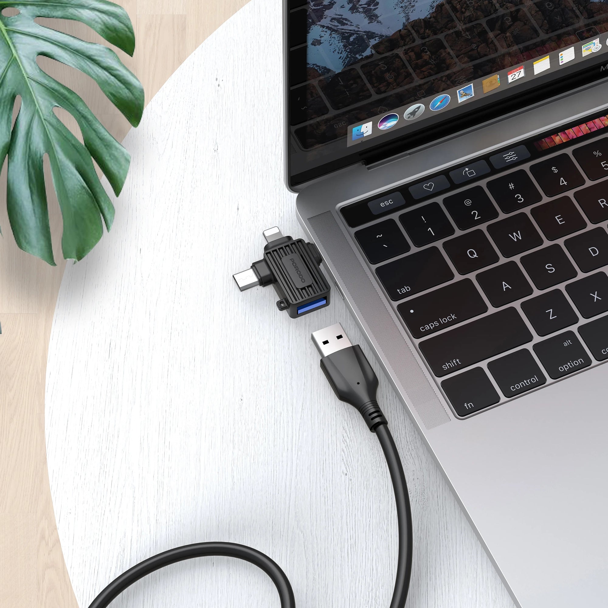 Porodo OTG Adapter Type-C | Lightning | Micro USB 480Mbps – Black