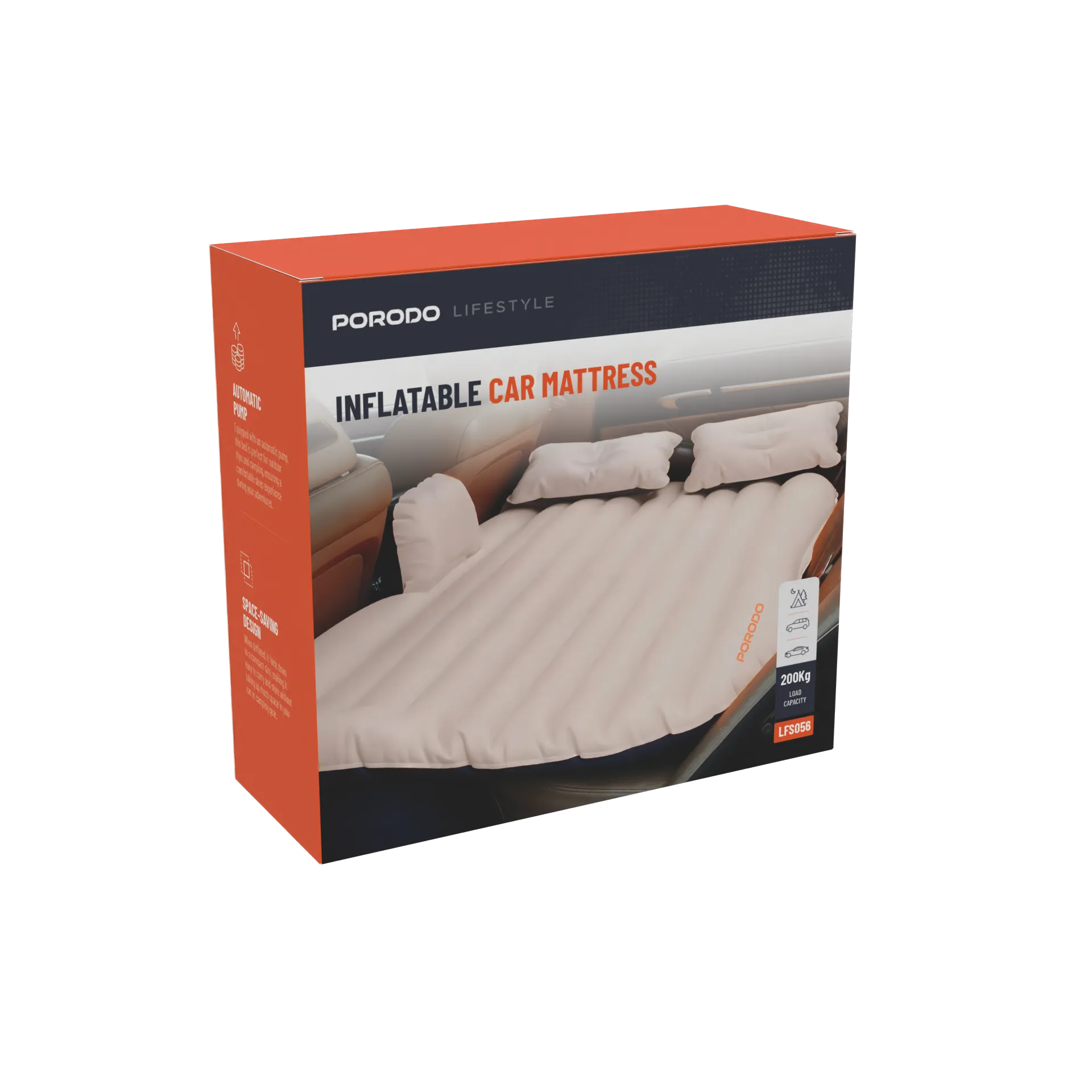 Porodo Inflatable Car Backseat Air Mattress – Portable Car Travel Bed