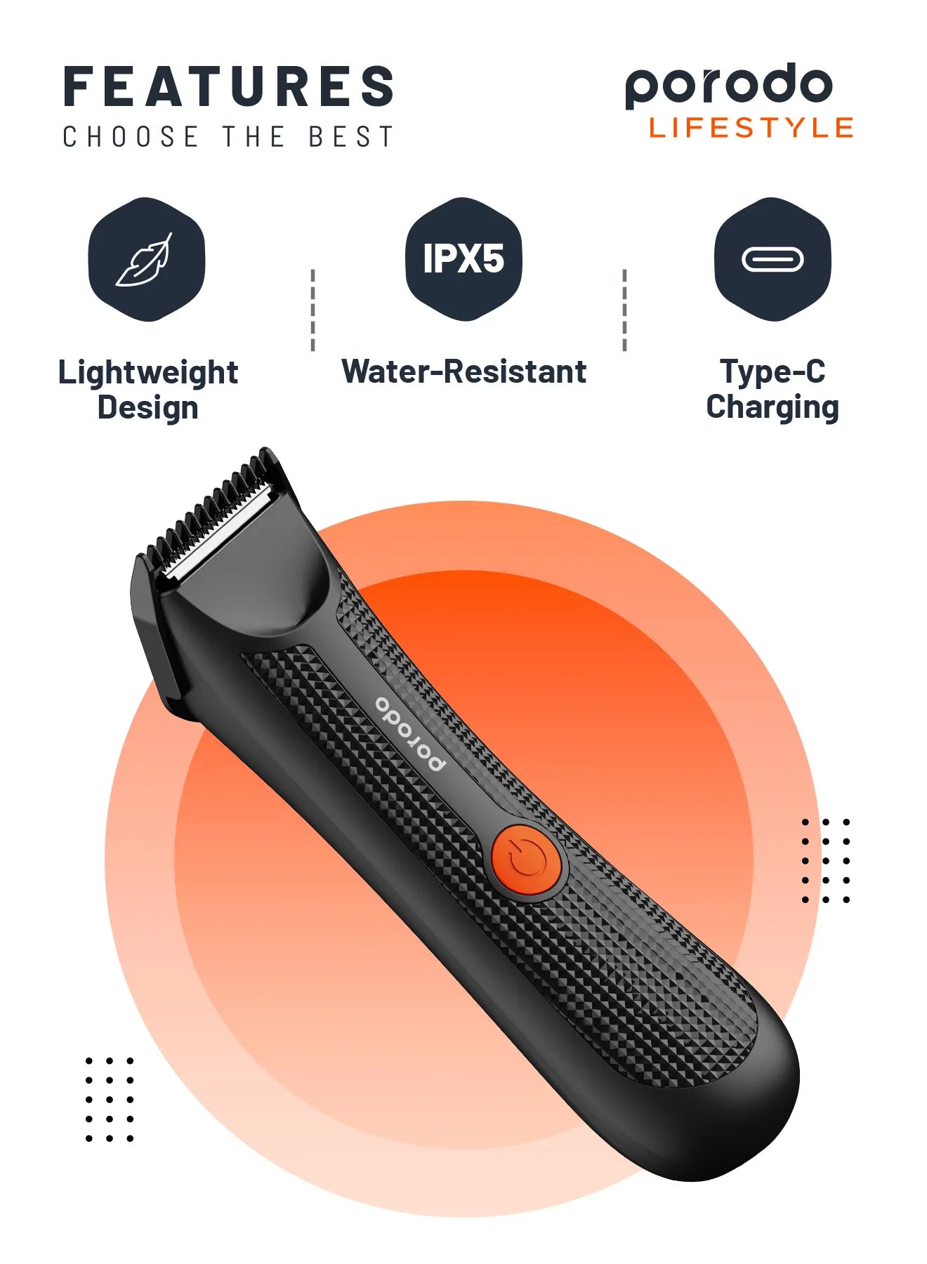 Porodo Sensitive Parts Hair Trimmer – Precision Grooming Trimmer