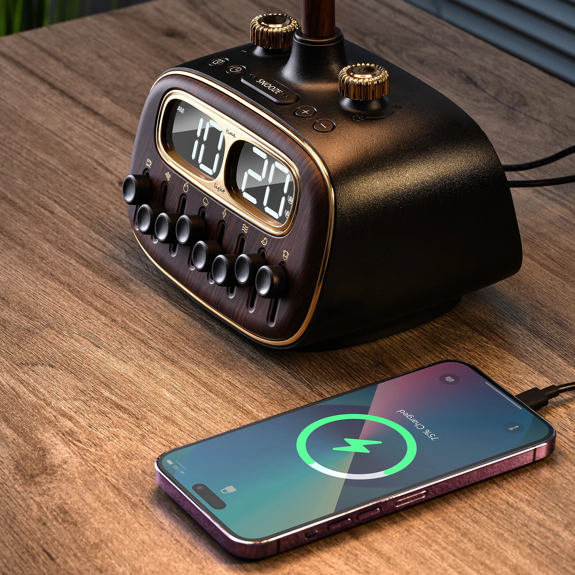 Porodo Lifestyle Retro Desk Lamp with Bluetooth Speaker & White Noise – Vintage Table Lamp