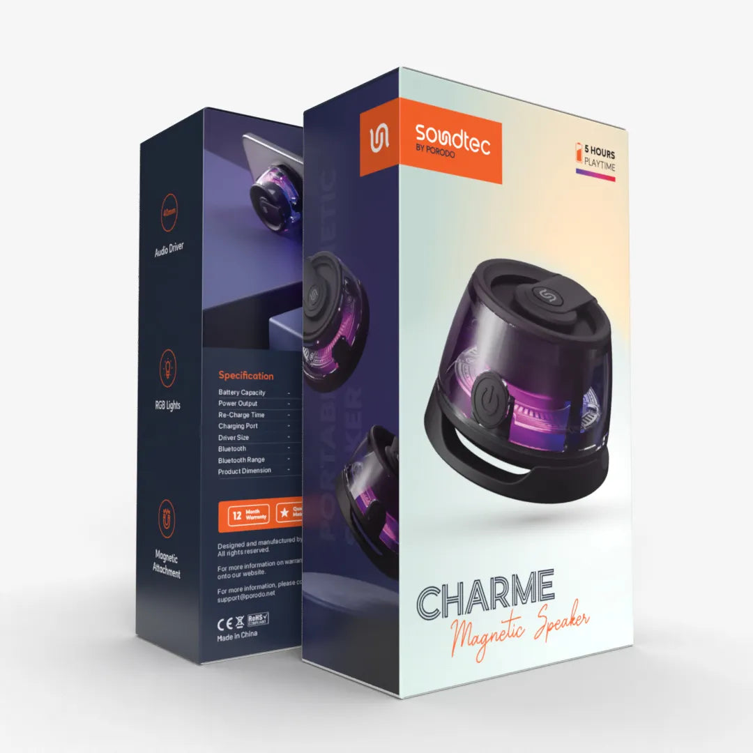 Magnetic RGB Mini Speaker 3W Portable Bluetooth Speaker – Porodo Soundtec Charme