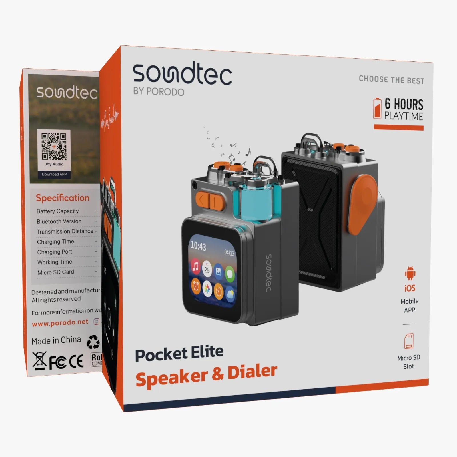 Porodo Soundtec Pocket Elite Bluetooth RGB Speaker – 5W, Portable, 6 Hours Playtime
