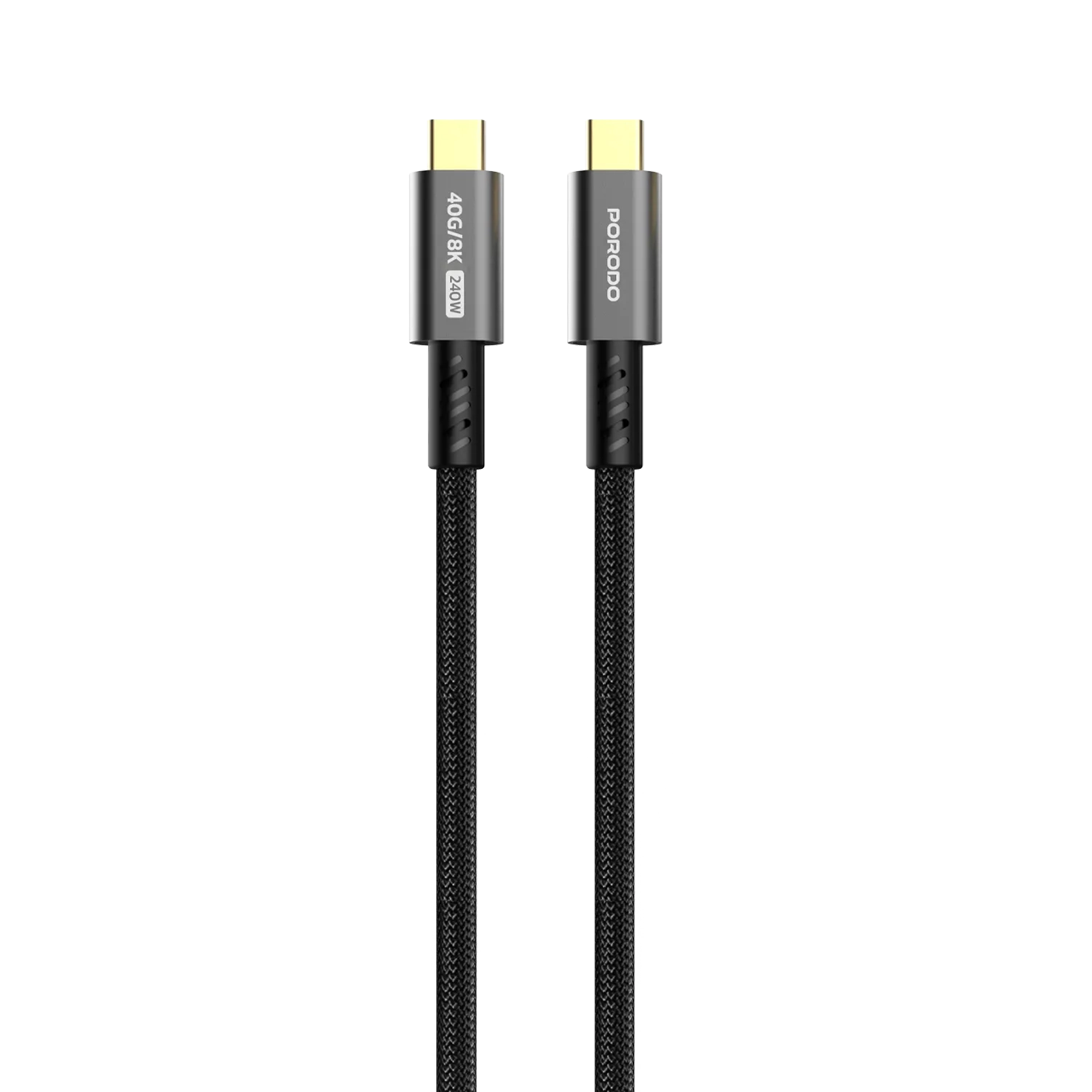 كابل بورودو USB-C إلى USB-C مجدول شحن سريع 240 واط بسرعة 40Gbps ودعم 8K 60Hz – أسود