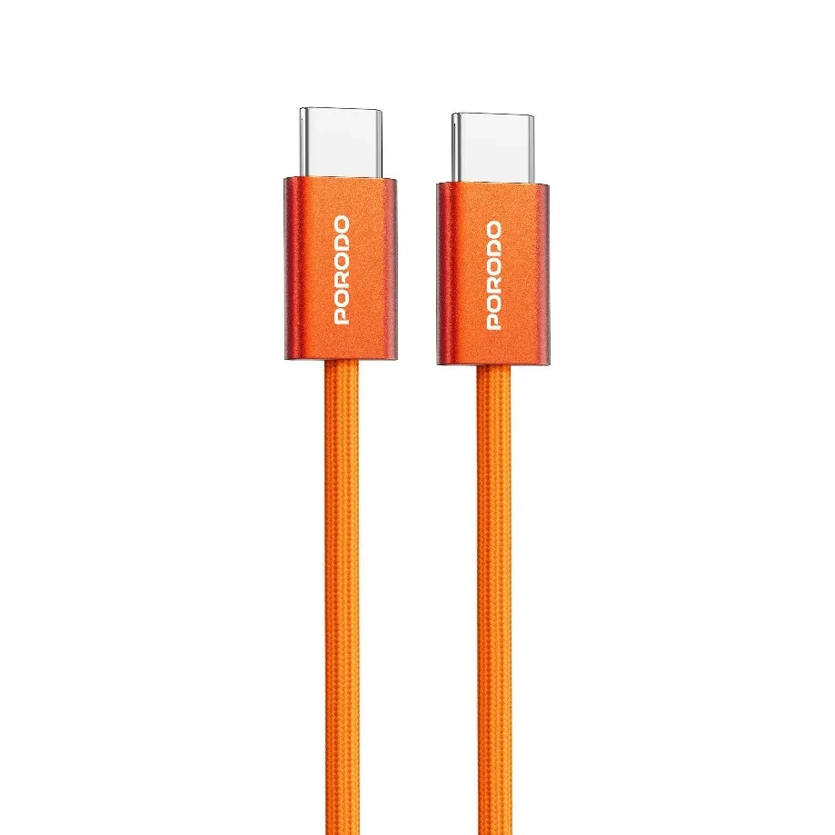 كابل بورودو USB-C إلى USB-C مجدول شحن سريع 60 واط لنقل البيانات – برتقالي