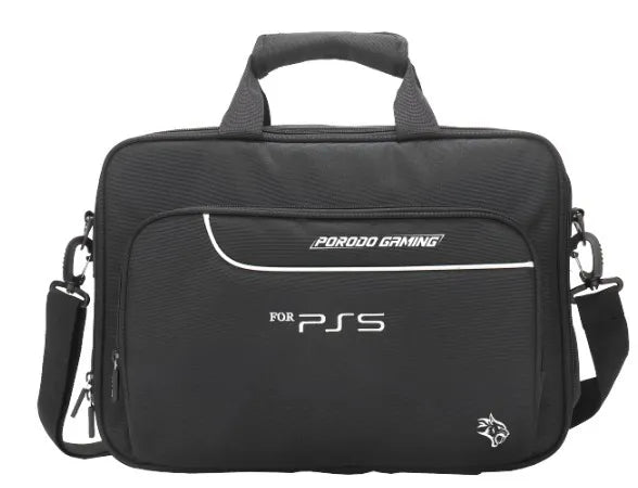 Porodo PS5 Polyester Carrying Handbag Portable Travel Case with Shoulder Strap – Black