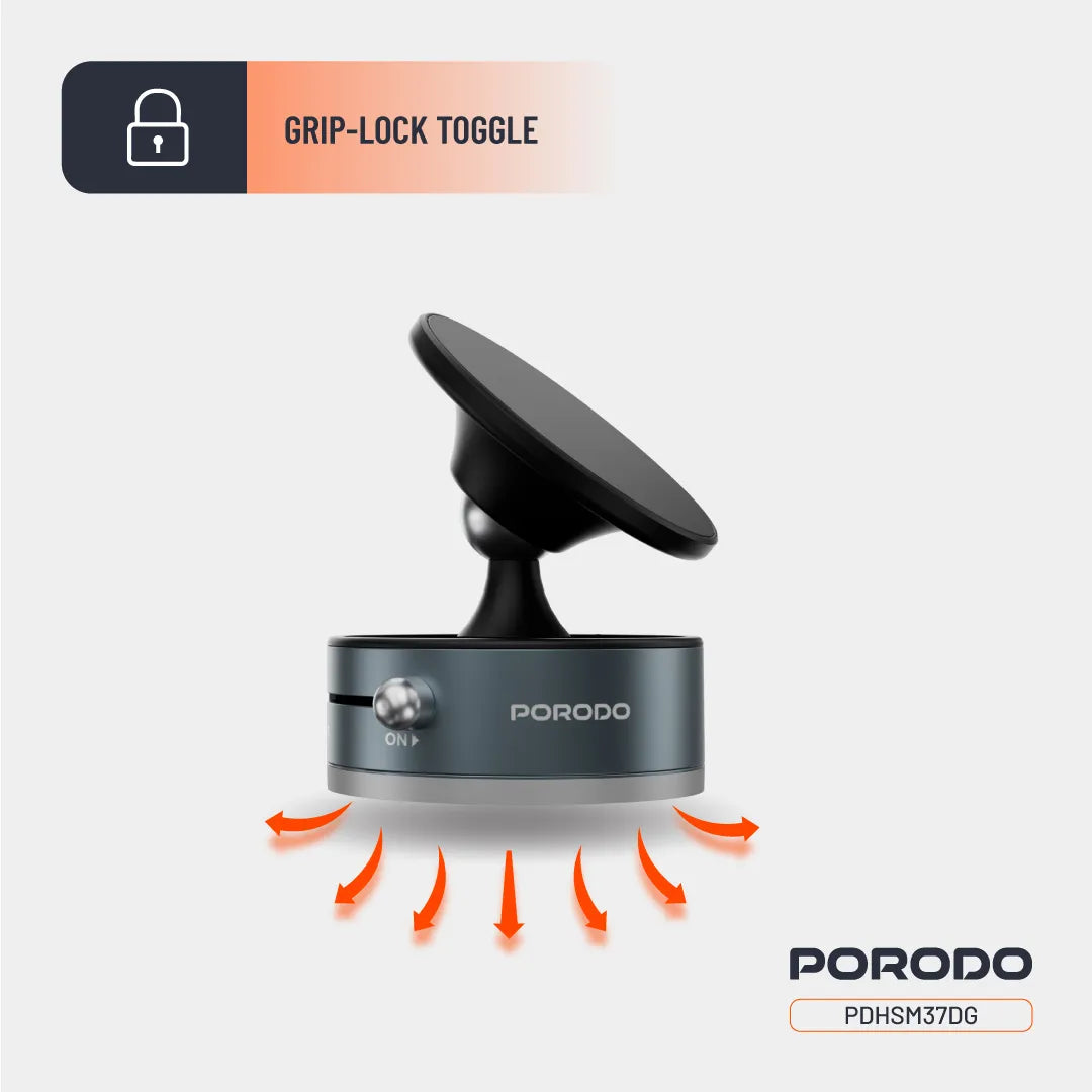 Multi-Surface MagSafe Phone Mount with Strong N52 Magnet & One-Touch Lock - Porodo