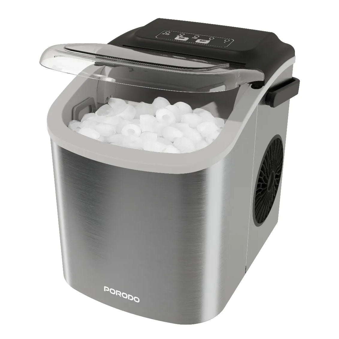 Instant Bullet Ice Maker 1.2L Stainless Steel with Fast Ice Production & Transparent Lid – Porodo