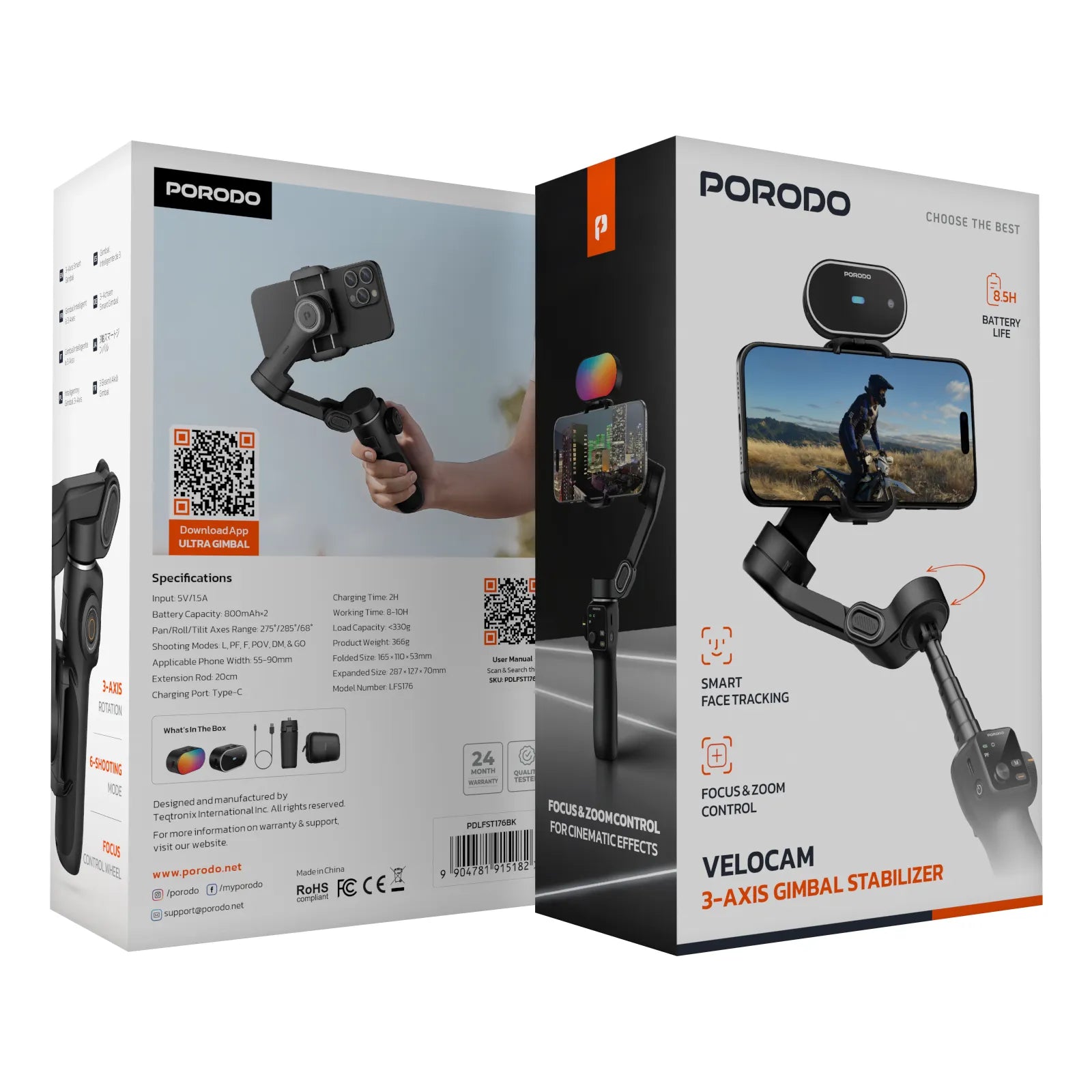 VeloCam AI Face Tracking 3-Axis Gimbal Stabilizer for Smartphones – Porodo