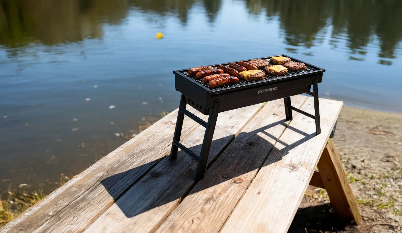 Porodo Lifestyle Portable Folding BBQ Grill – Large Camping Stove for Outdoor Cooking