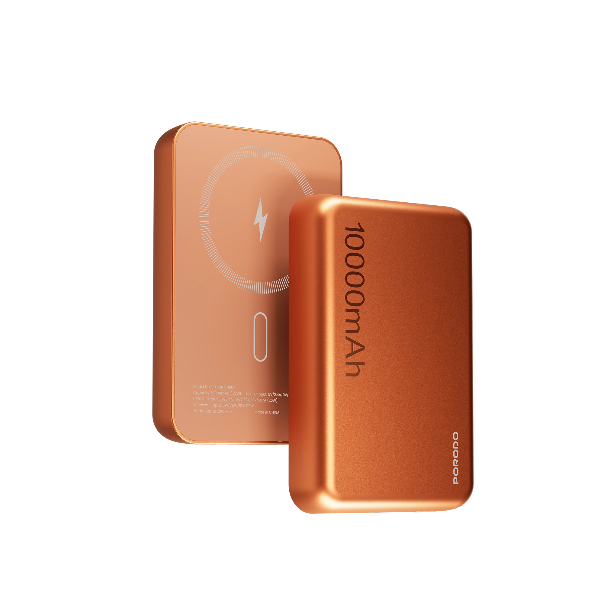 باور بانك مغناطيسي لاسلكي 10000mAh شحن 15W + PD 20W سريع – بورودو