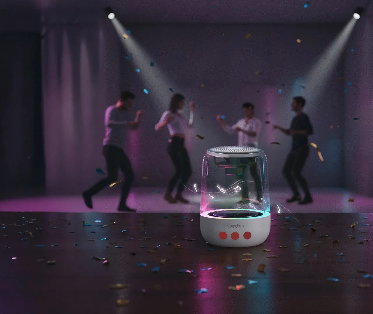 Porodo Soundtec Crystal-Glow Mini Bluetooth Speaker – RGB Light Portable Speaker