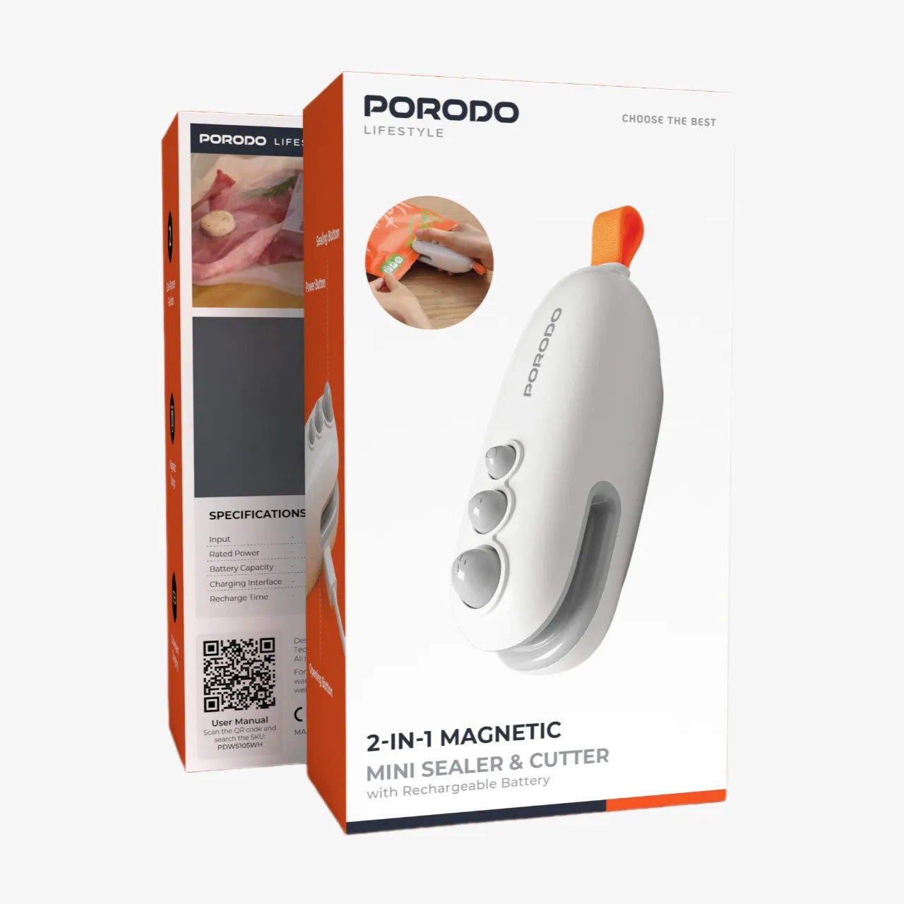 Porodo Lifestyle 2in1 Sealer with Cutter 400mAh