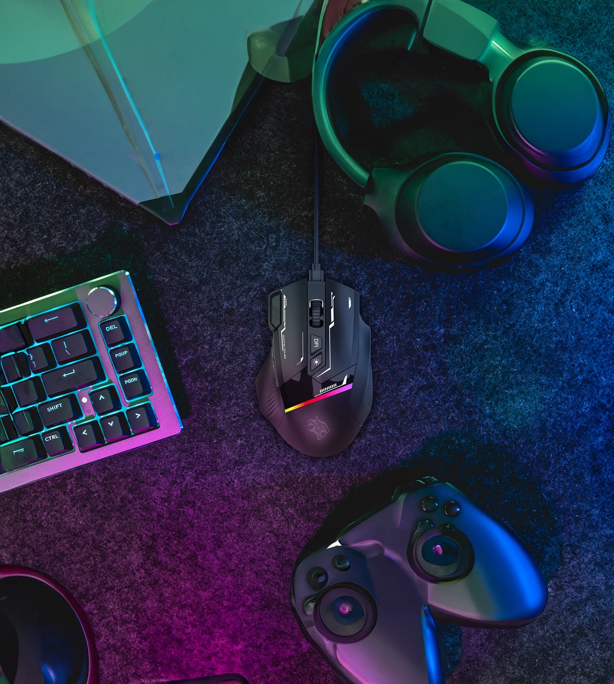 ماوس جيمينج سلكي RGB بدقة 7200 DPI مع 8 أزرار قابلة للبرمجة – بورودو Porodo Gaming